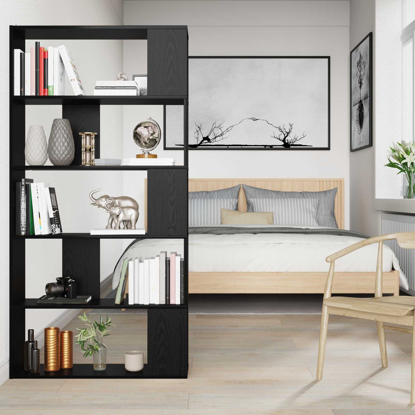 Bogskab Sort eg 80 x 24 x 159 cm Konstrueret træ