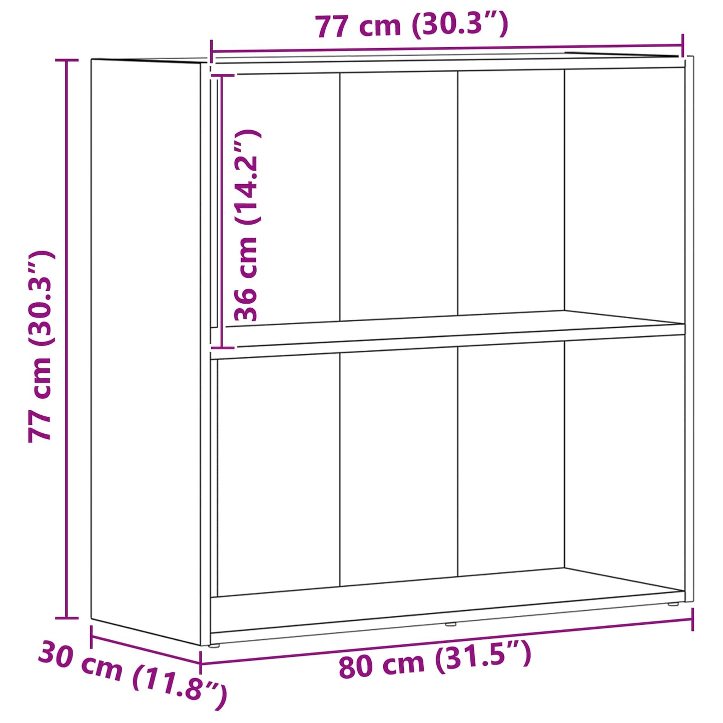 Bogreol Sort eg 80 x 30 x 76,5 cm Konstrueret træ