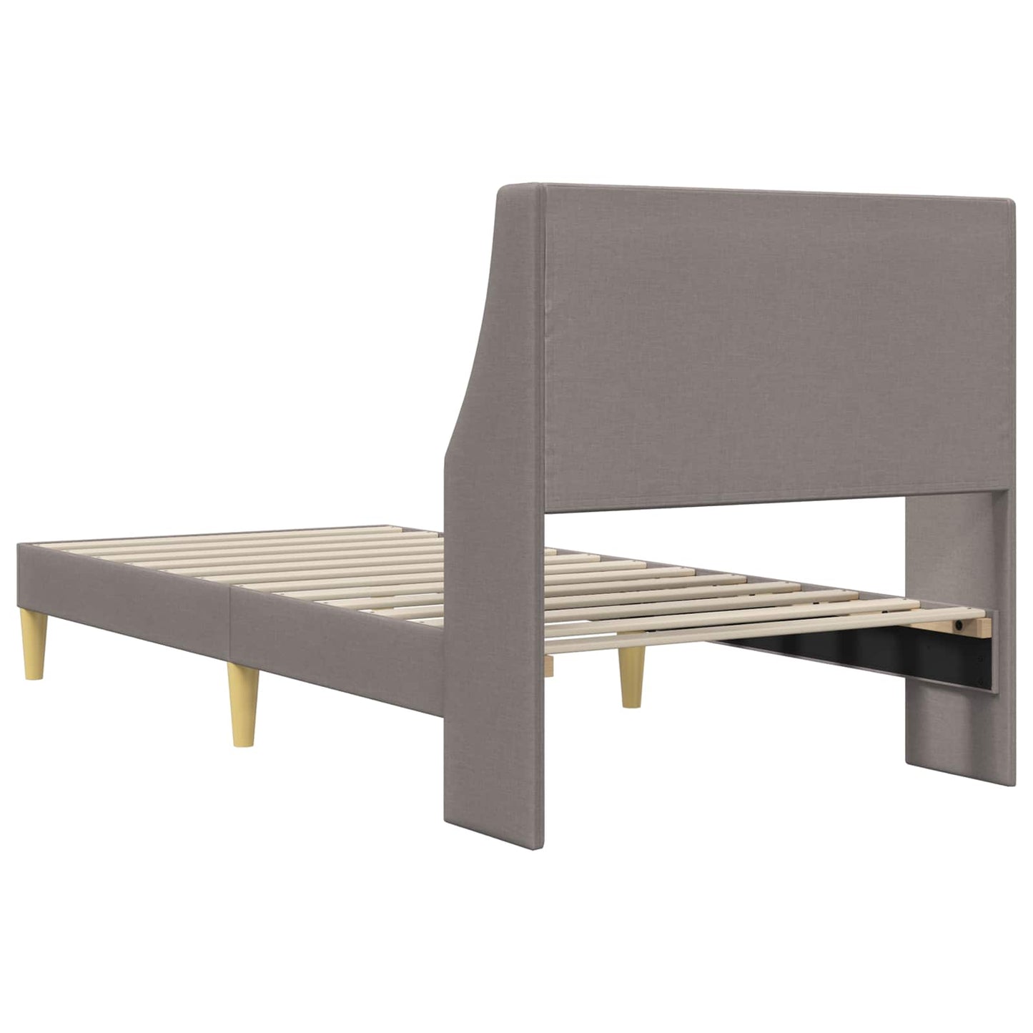Sengestel Ensfarvet med hovedgærde Gråbrun 90 x 200 cm Stof