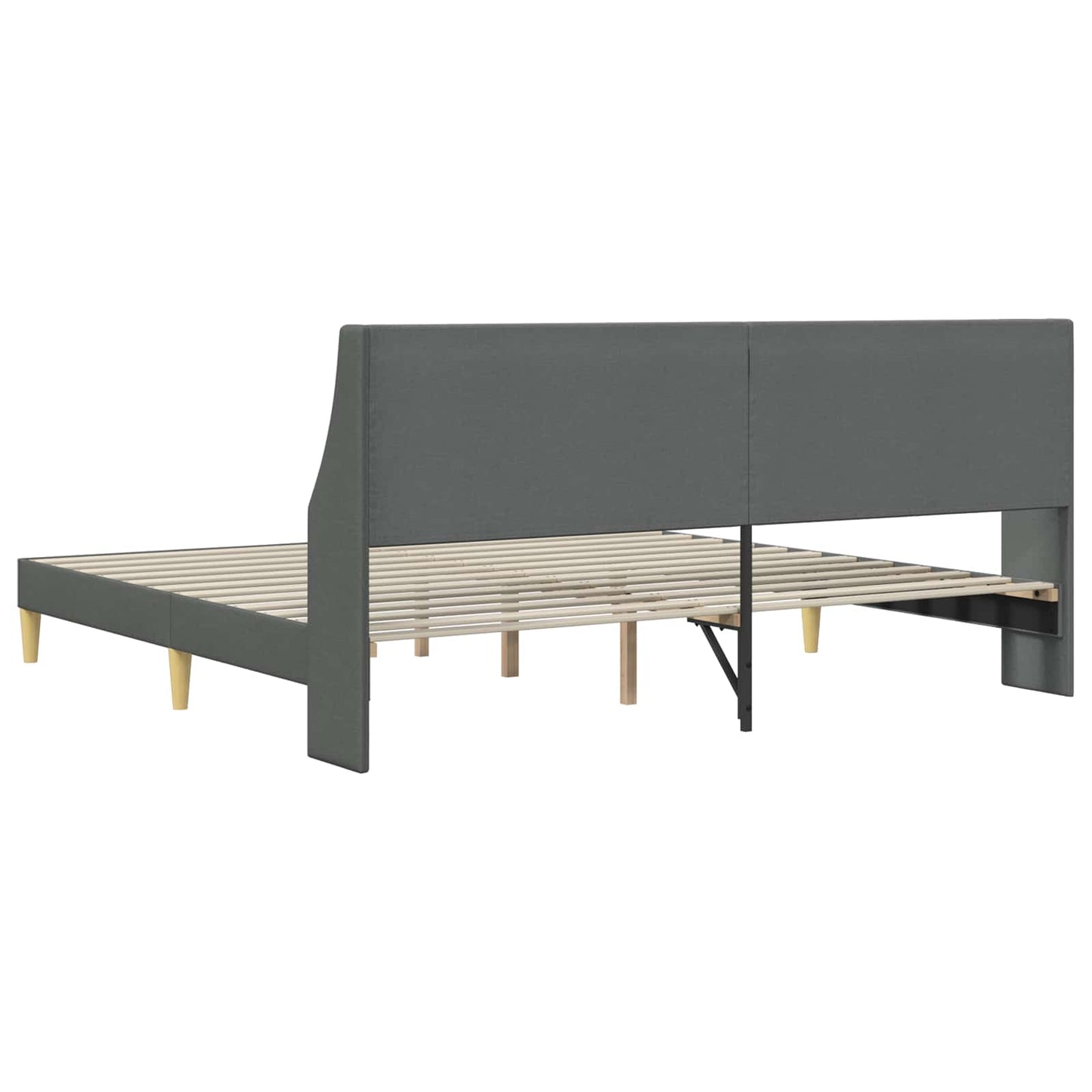 Sengestel med hovedgærde Mørkegrå 100 x 203 cm Stof