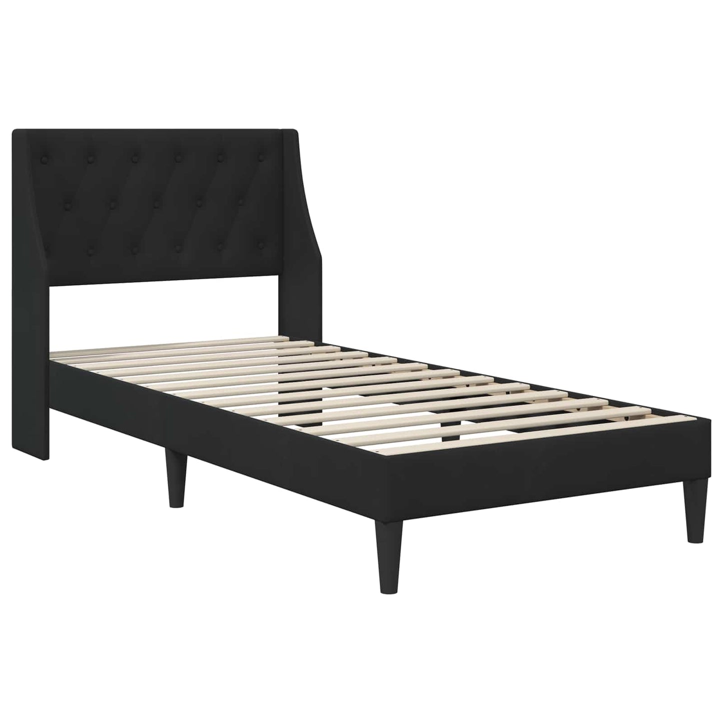 Sengestel med hovedgærde Sort 90 x 190 cm Fløjl