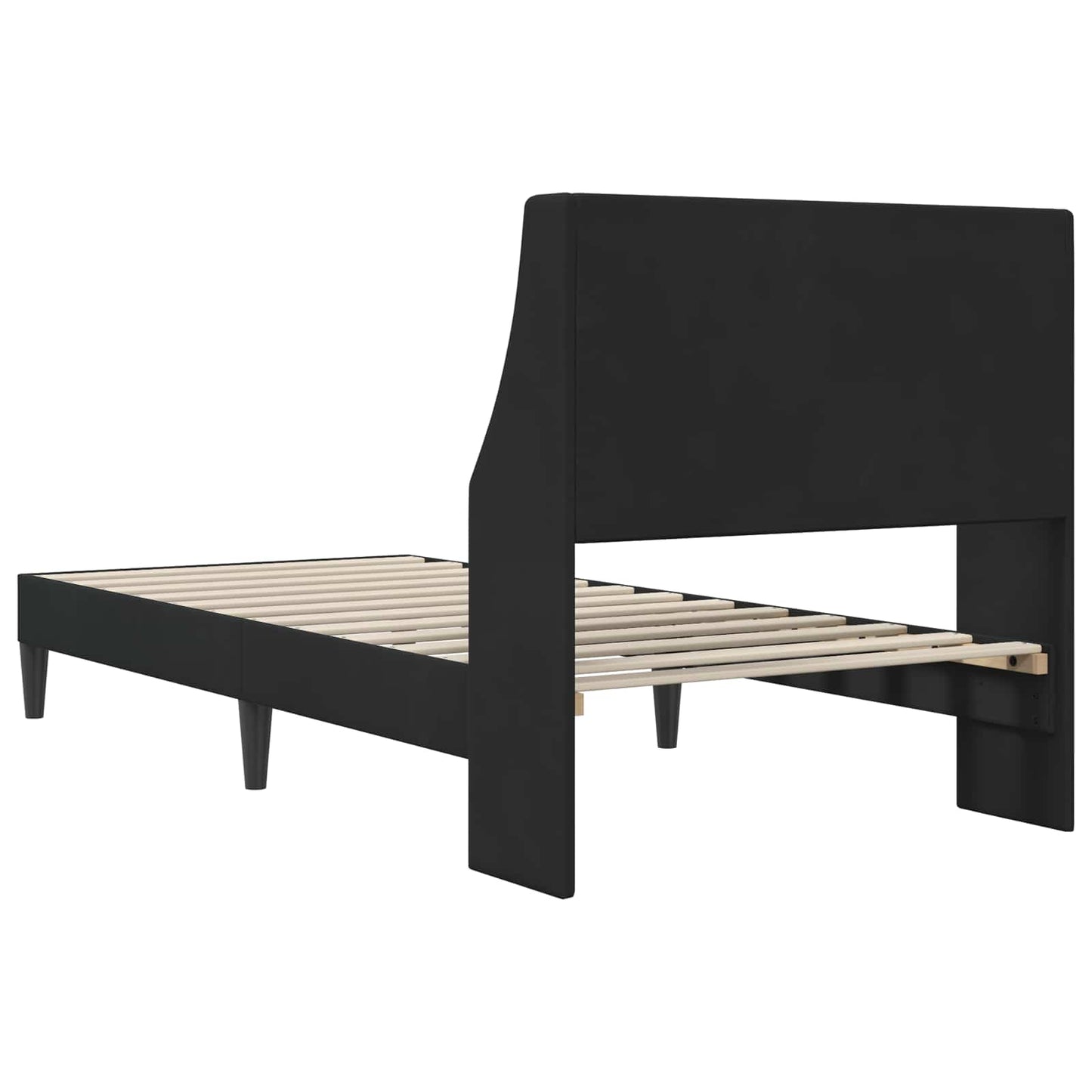 Sengestel med hovedgærde Sort 90 x 200 cm Fløjl