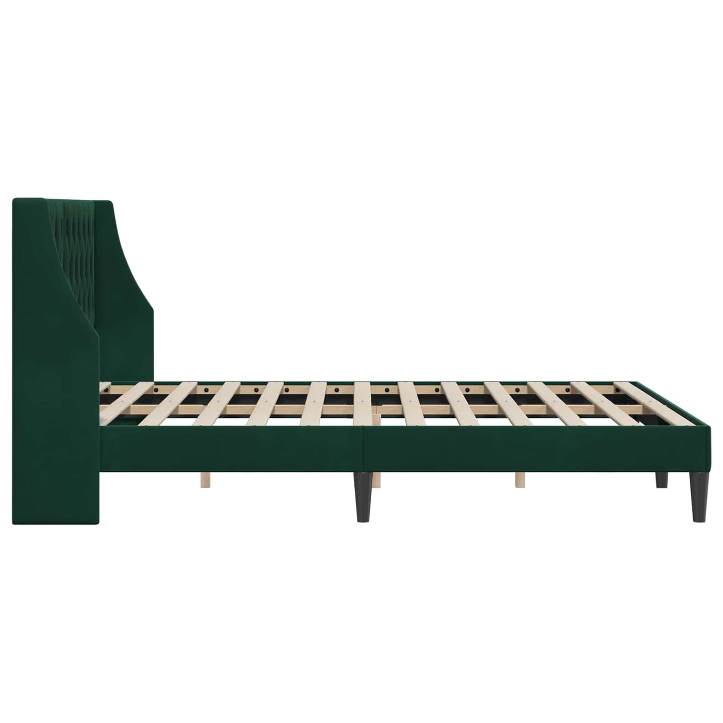 Sengestel med hovedgærde Mørkegrøn 140 x 190 cm Fløjl