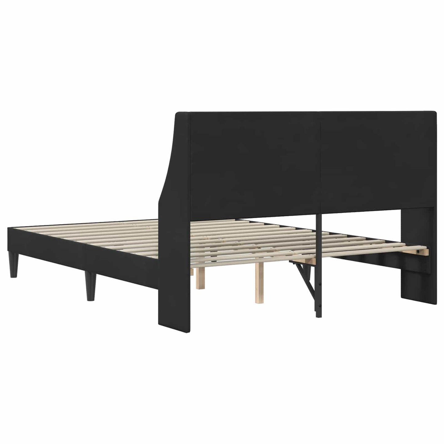 Sengestel med hovedgærde Sort 160 x 200 cm Fløjl