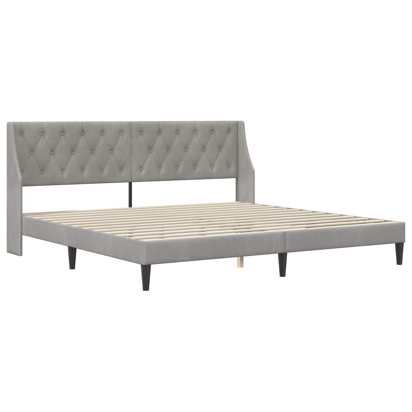 Sengestel med hovedgærde Lysegrå 200 x 200 cm Fløjl
