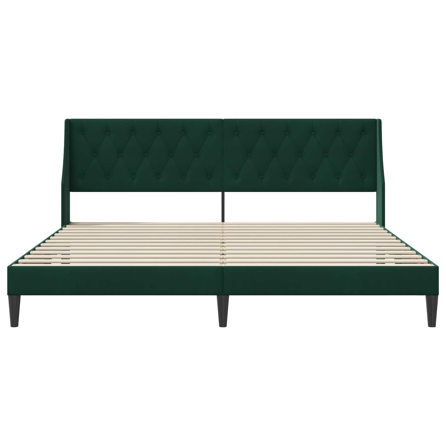 Sengestel med hovedgærde Mørkegrøn 200 x 200 cm Fløjl