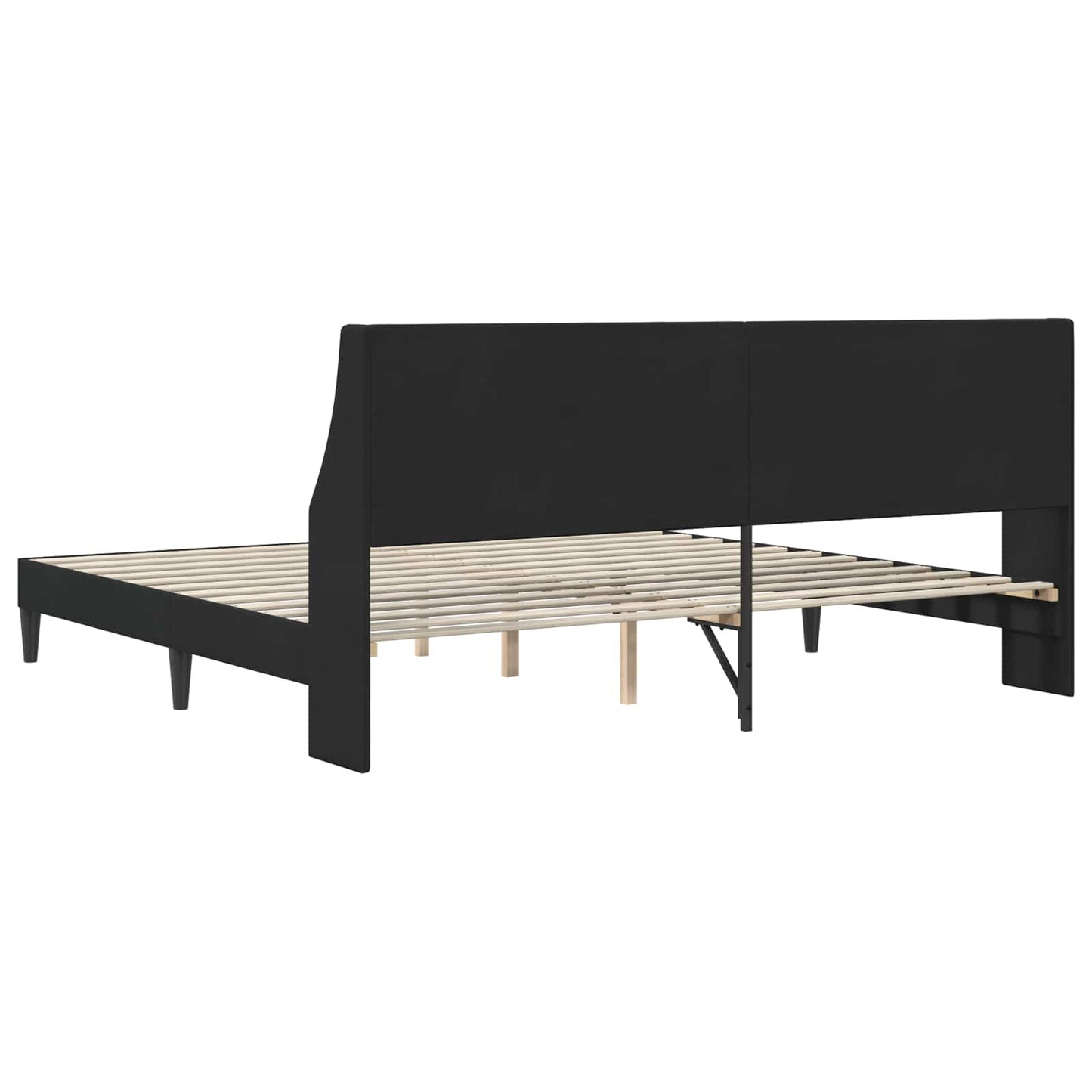 Sengestel med hovedgærde Sort 200 x 200 cm Fløjl