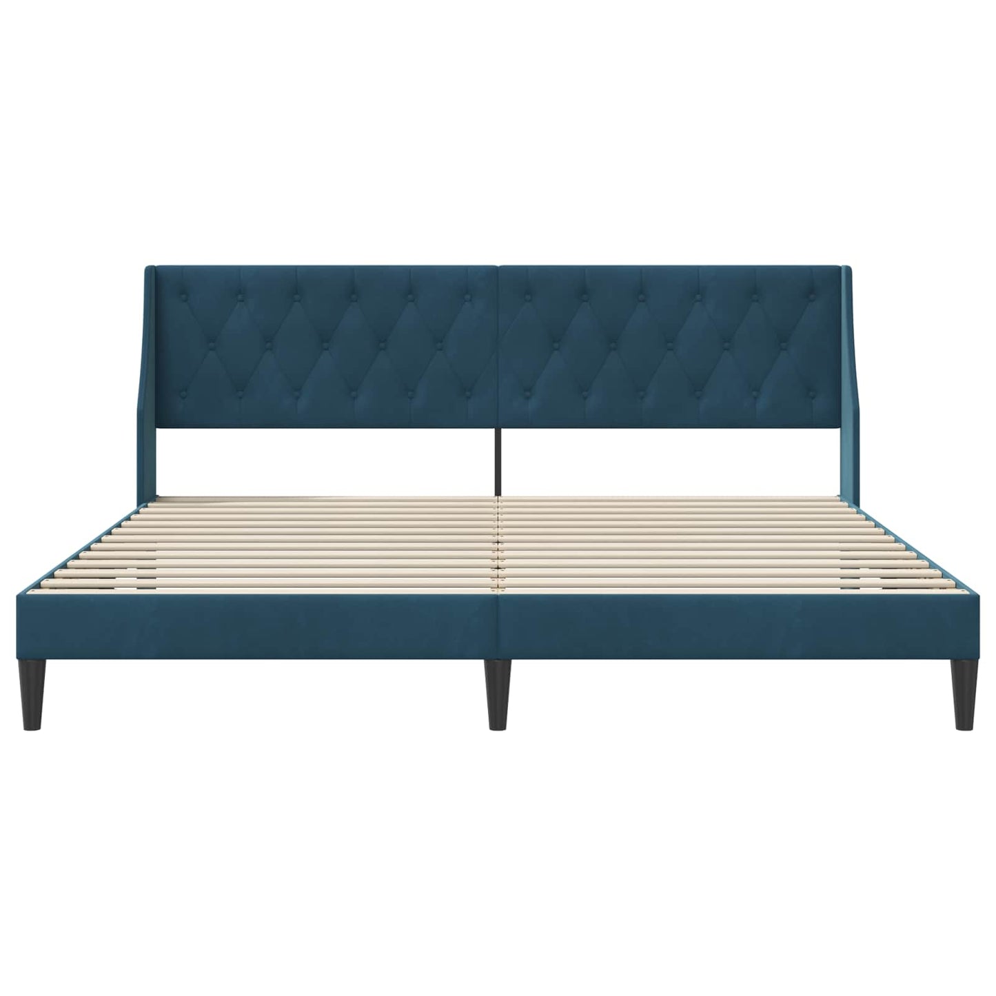 Sengestel med hovedgærde Blå 200 x 200 cm Fløjl
