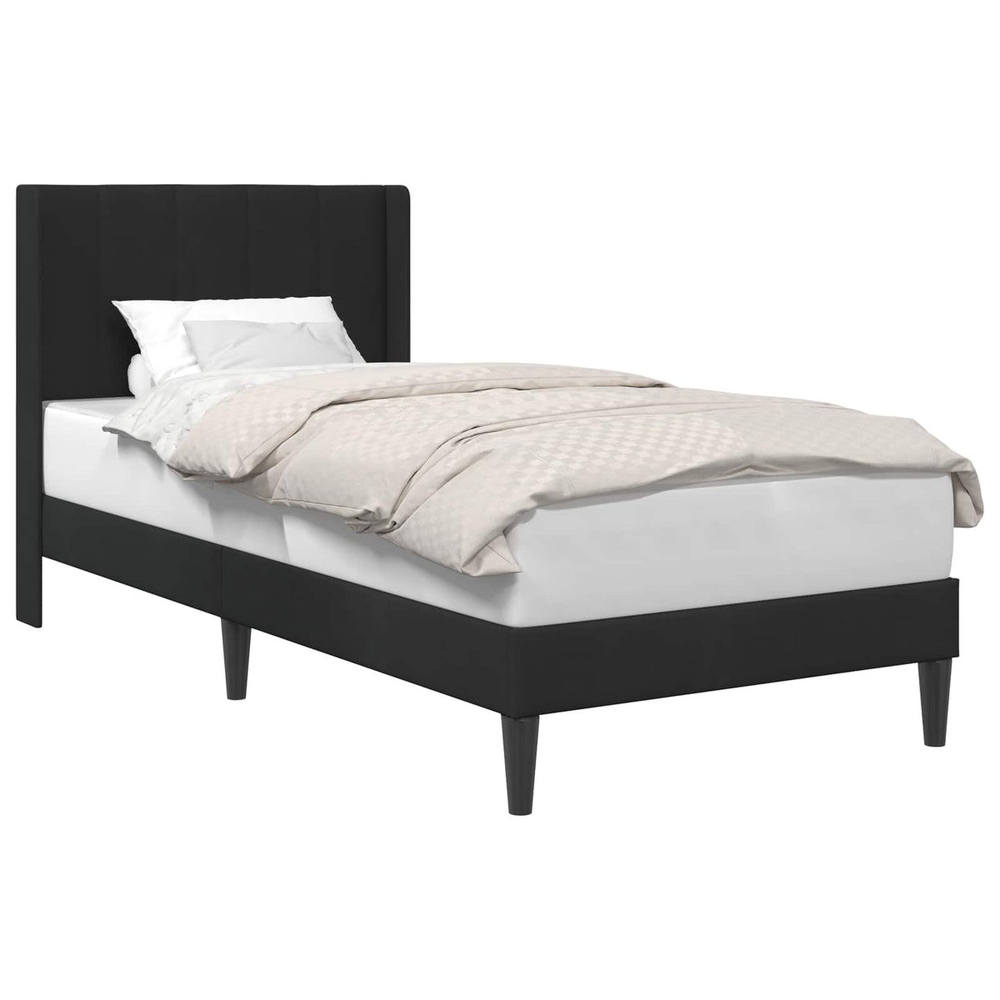 Sengestel med hovedgærde Sort 90 x 190 cm Fløjl