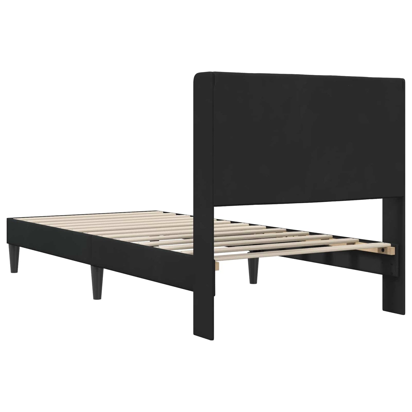Sengestel med hovedgærde Sort 90 x 190 cm Fløjl