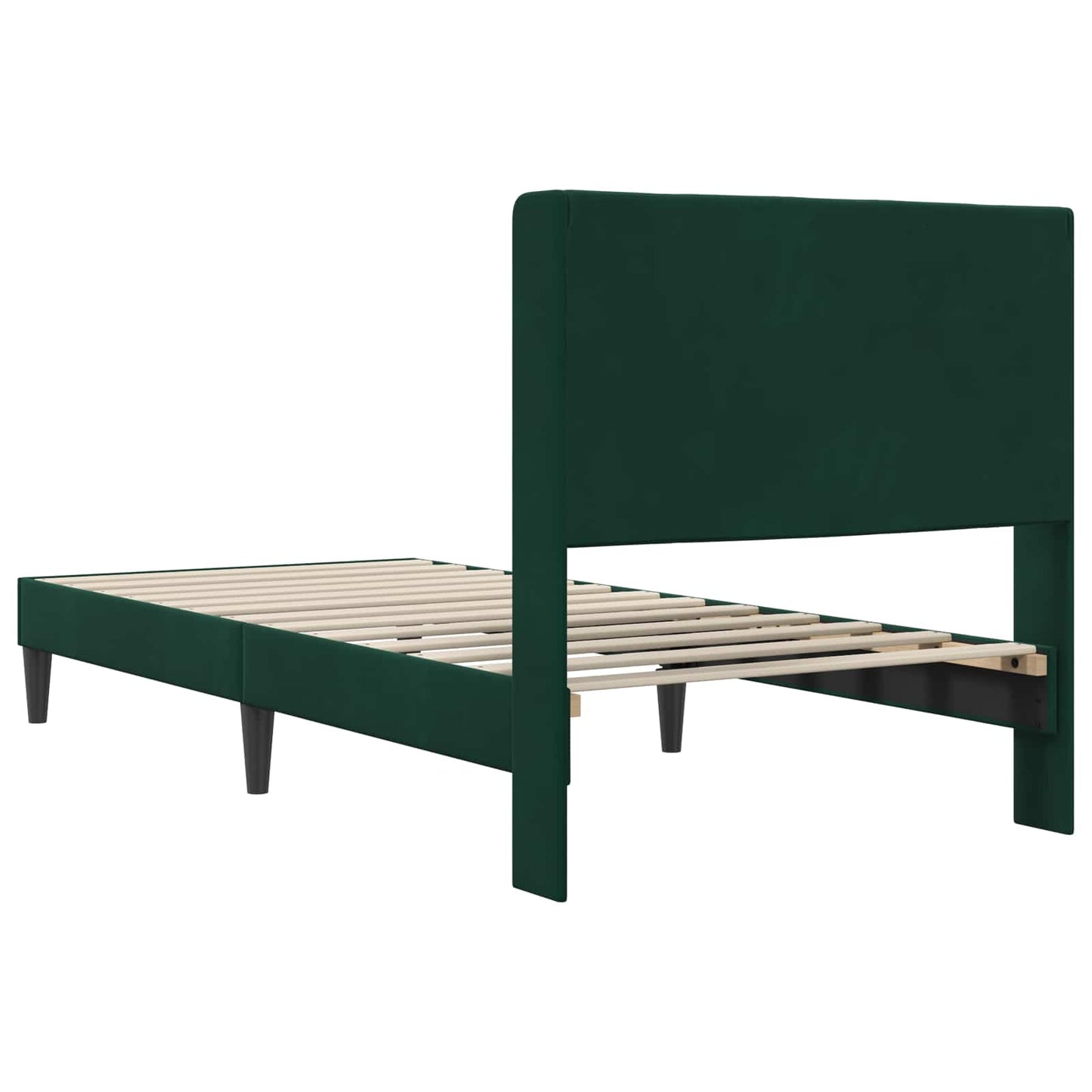 Sengestel med hovedgærde Mørkegrøn 90 x 200 cm Fløjl