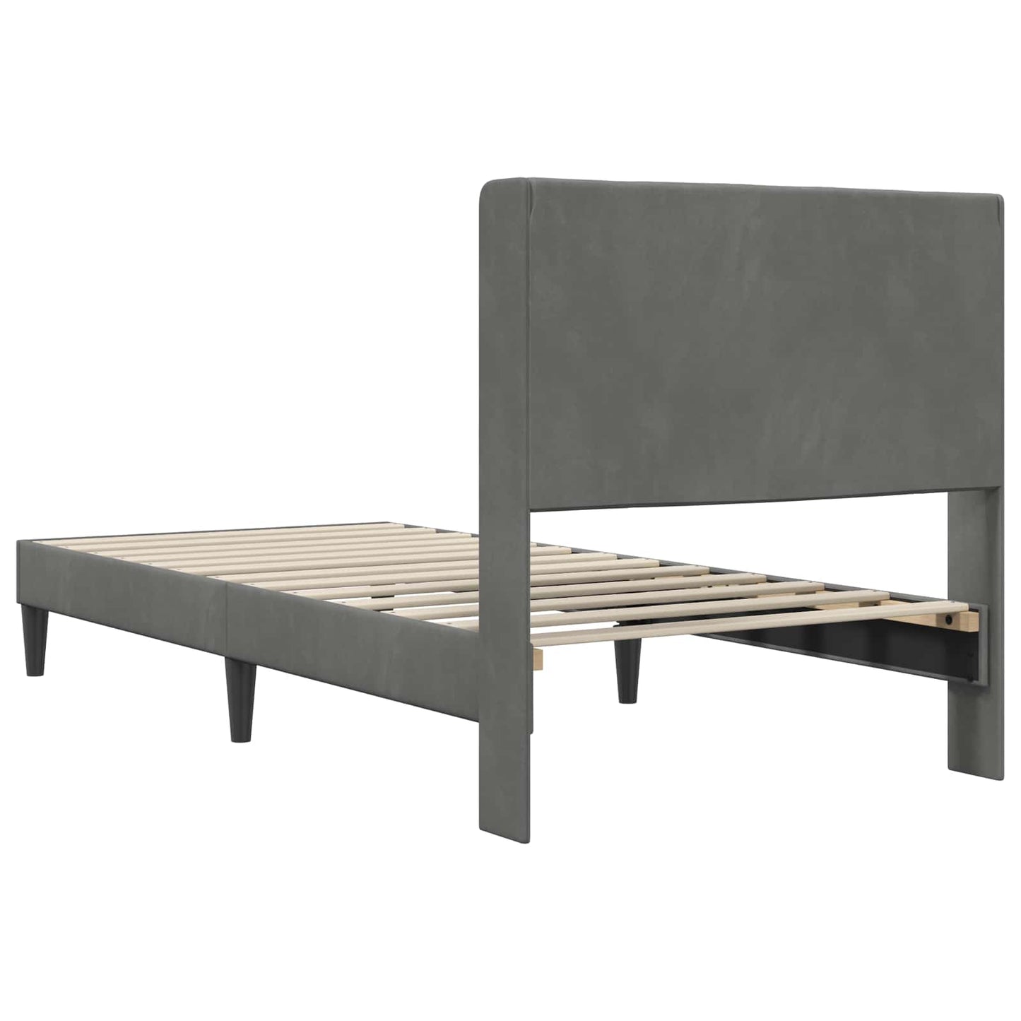Sengestel med hovedgærde Mørkegrå 100 x 200 cm Fløjl