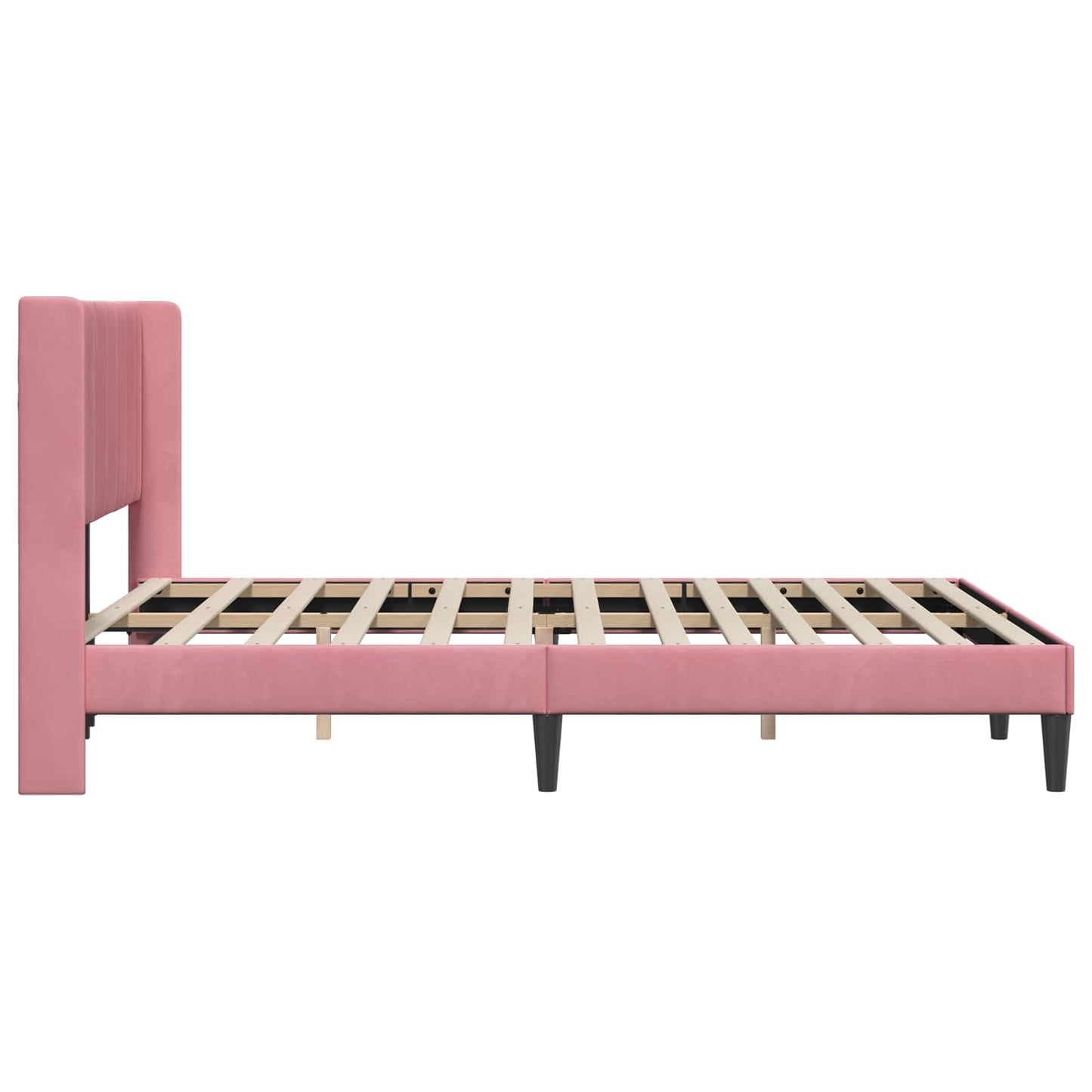 Sengestel med hovedgærde Lyserød 120 x 190 cm Fløjl