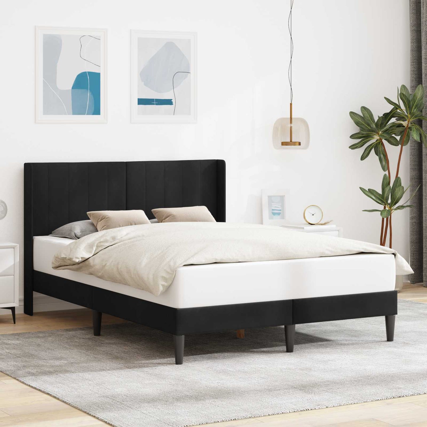 Sengestel med hovedgærde Sort 120 x 190 cm Fløjl