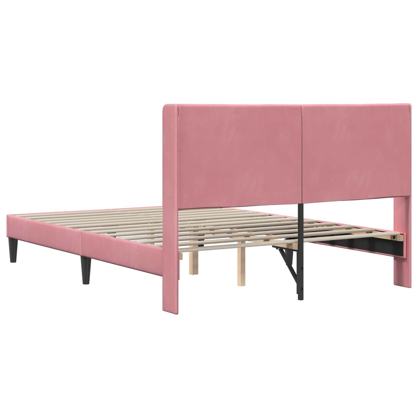 Sengestel med hovedgærde Lyserød 120 x 200 cm Fløjl