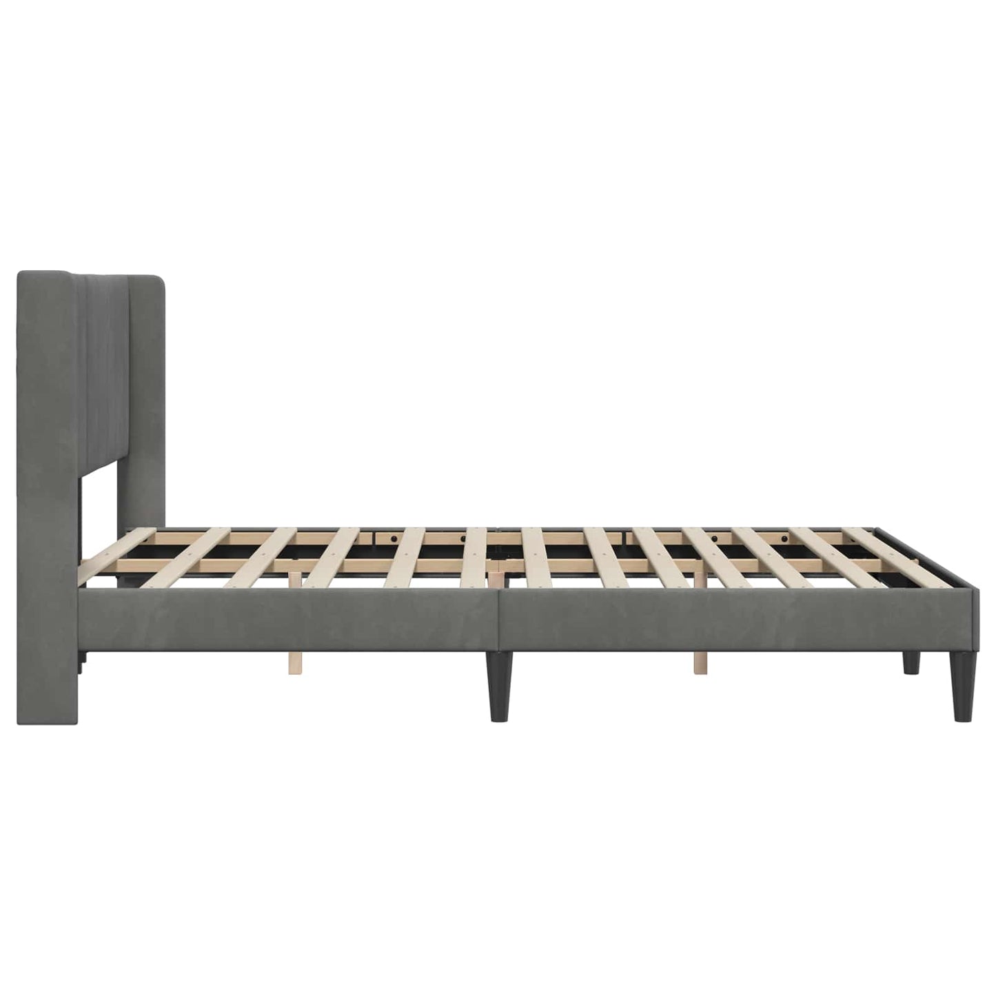 Sengestel med hovedgærde Mørkegrå 140 x 190 cm Fløjl