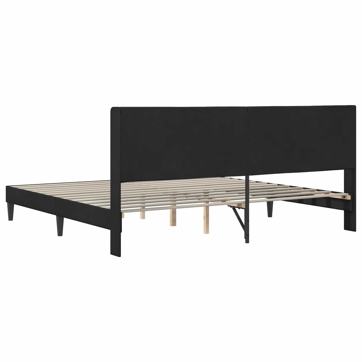 Sengestel med hovedgærde Sort 180 x 200 cm Fløjl