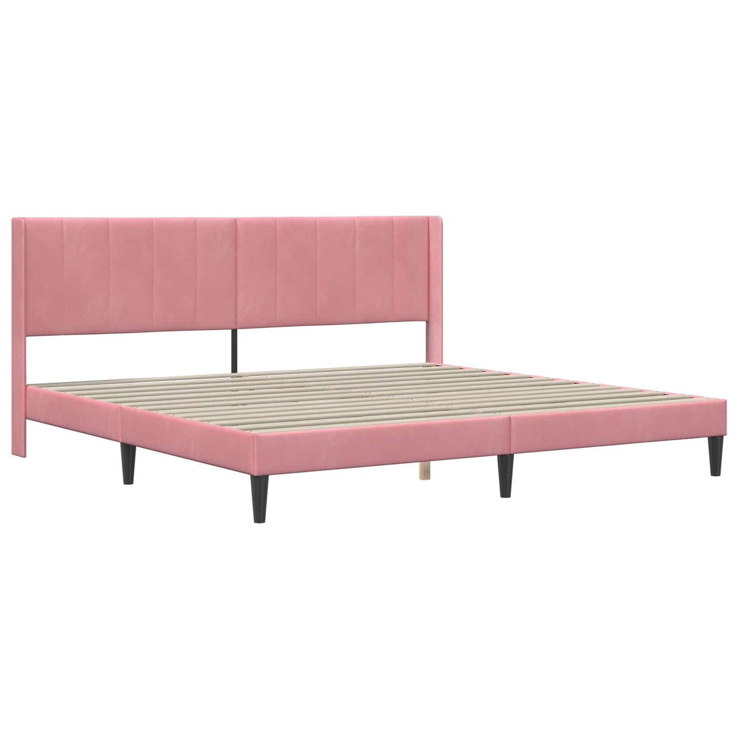 Sengestel med hovedgærde Lyserød 200 x 200 cm Fløjl