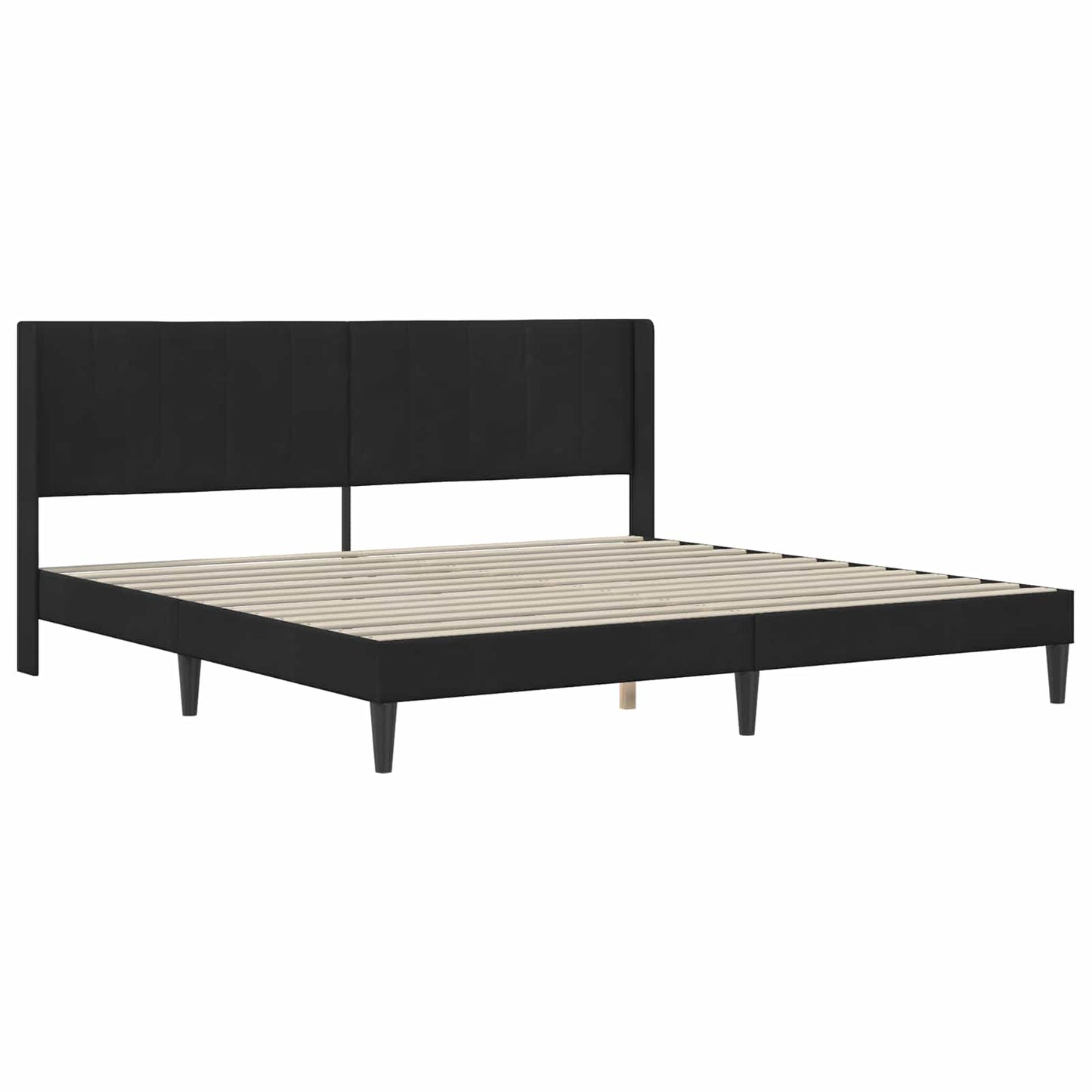 Sengestel med hovedgærde Sort 200 x 200 cm Fløjl