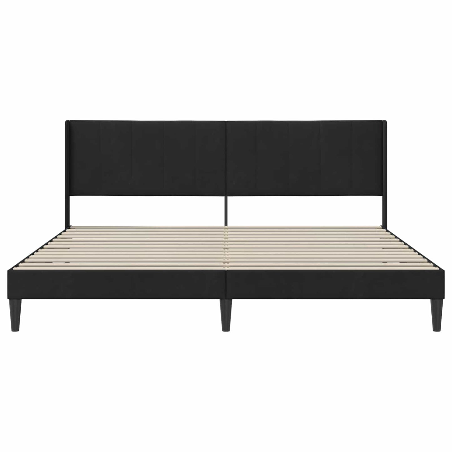 Sengestel med hovedgærde Sort 200 x 200 cm Fløjl