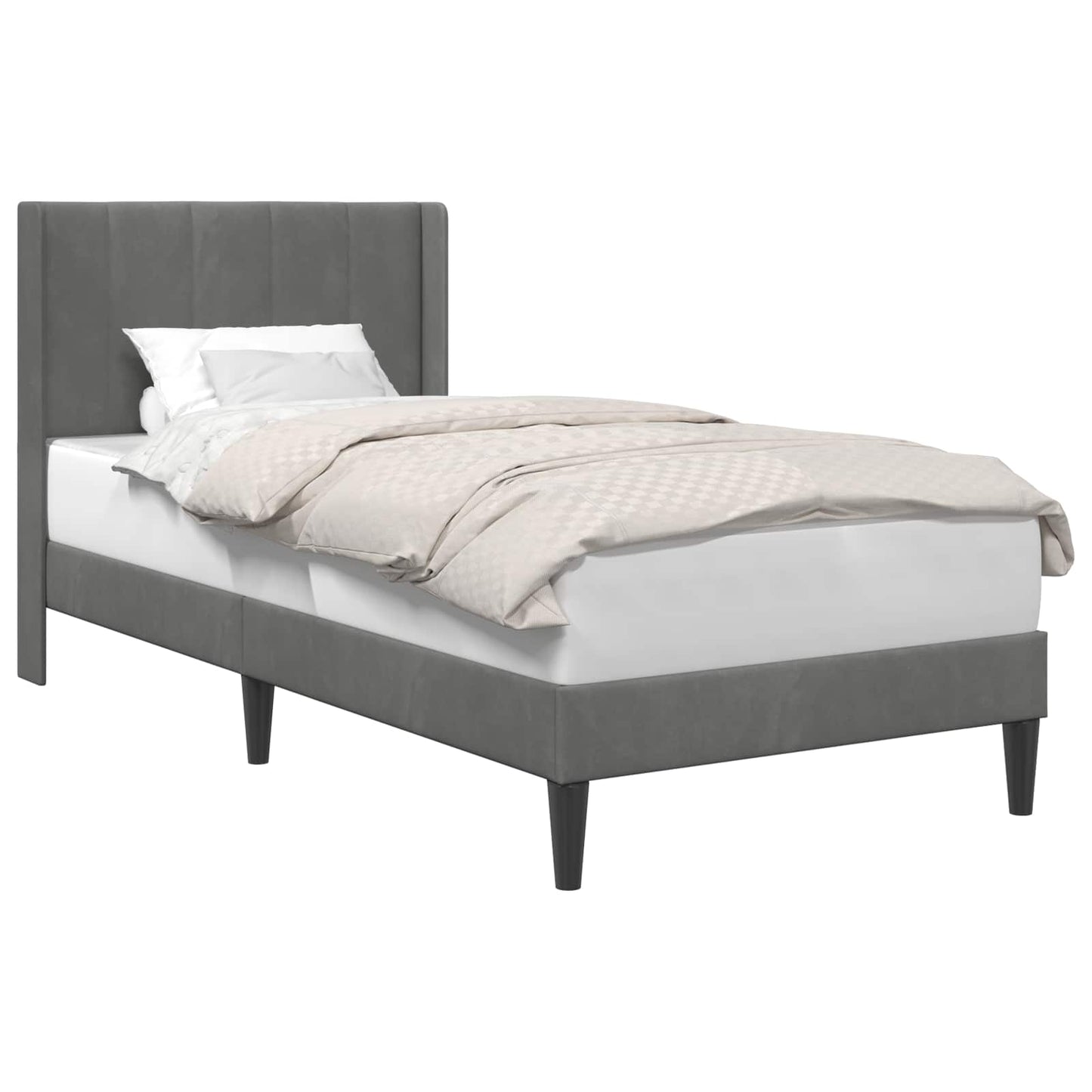 Sengestel med hovedgærde Mørkegrå 100 x 203 cm Fløjl
