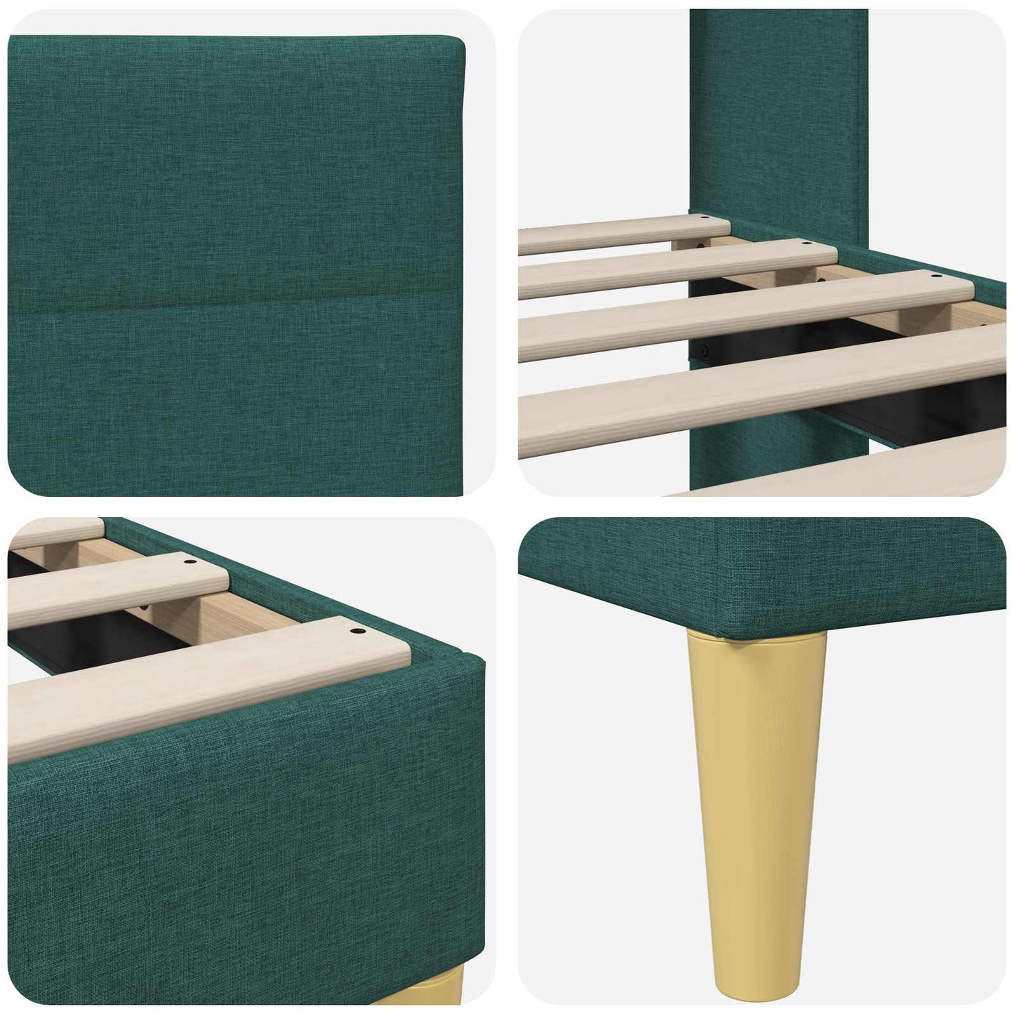 Sengestel med hovedgærde Mørkegrøn 80 x 200 cm Stof