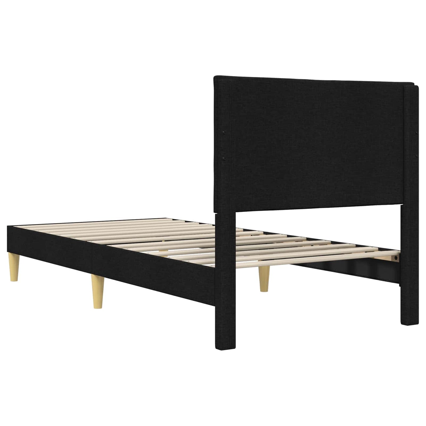 Sengestel med hovedgærde Sort 90 x 190 cm Stof