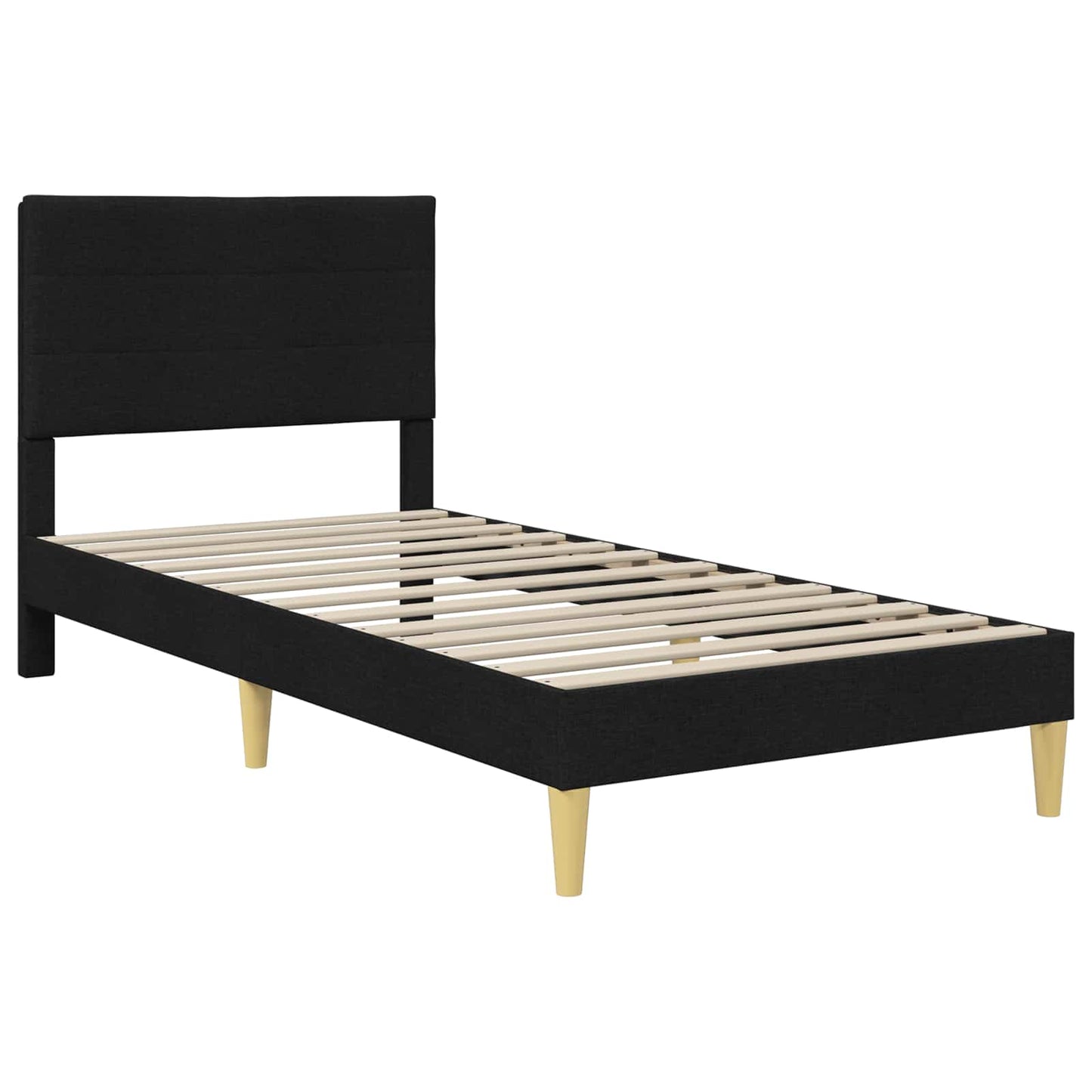 Sengestel med hovedgærde Sort 90 x 200 cm Stof
