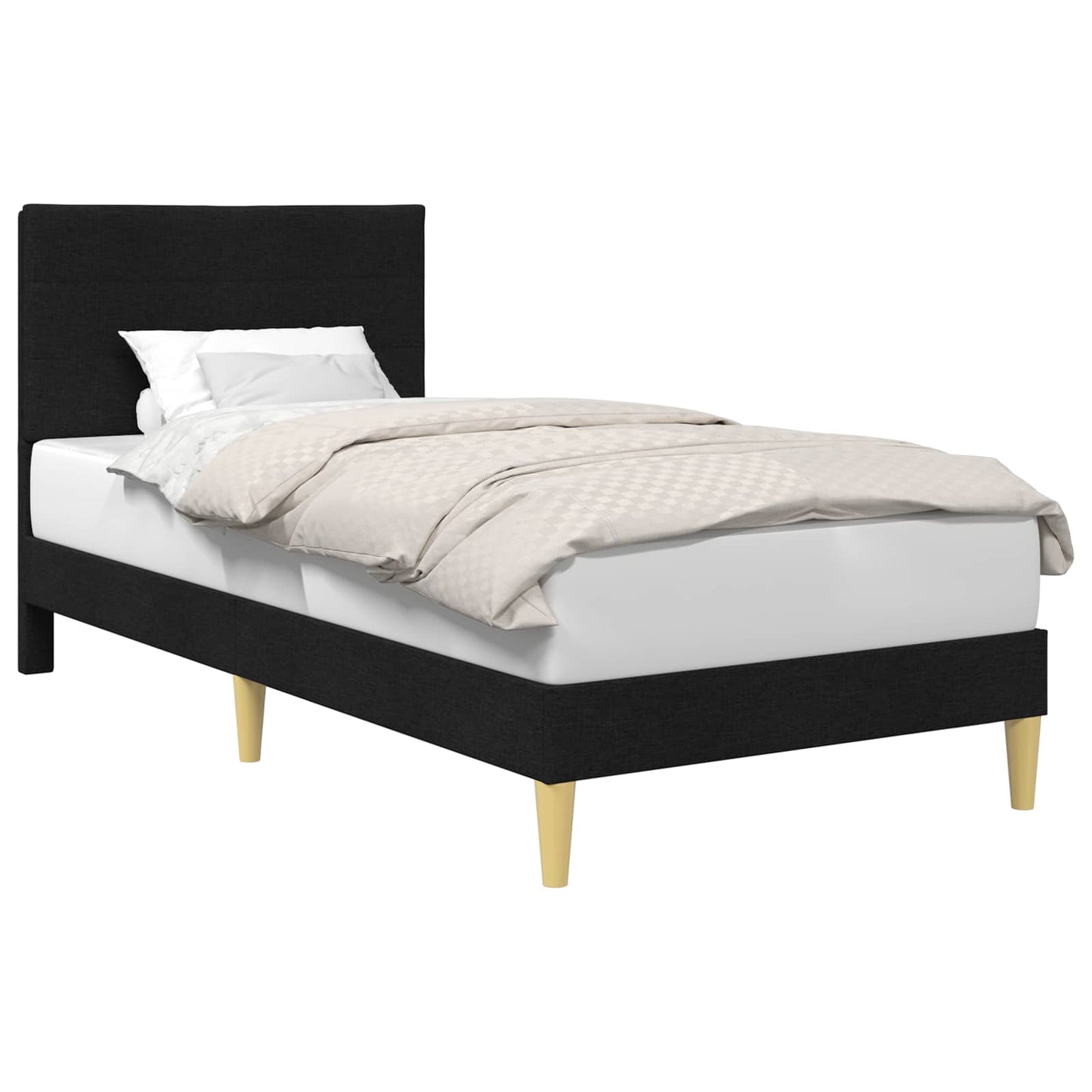Sengestel med hovedgærde Sort 100 x 200 cm Stof