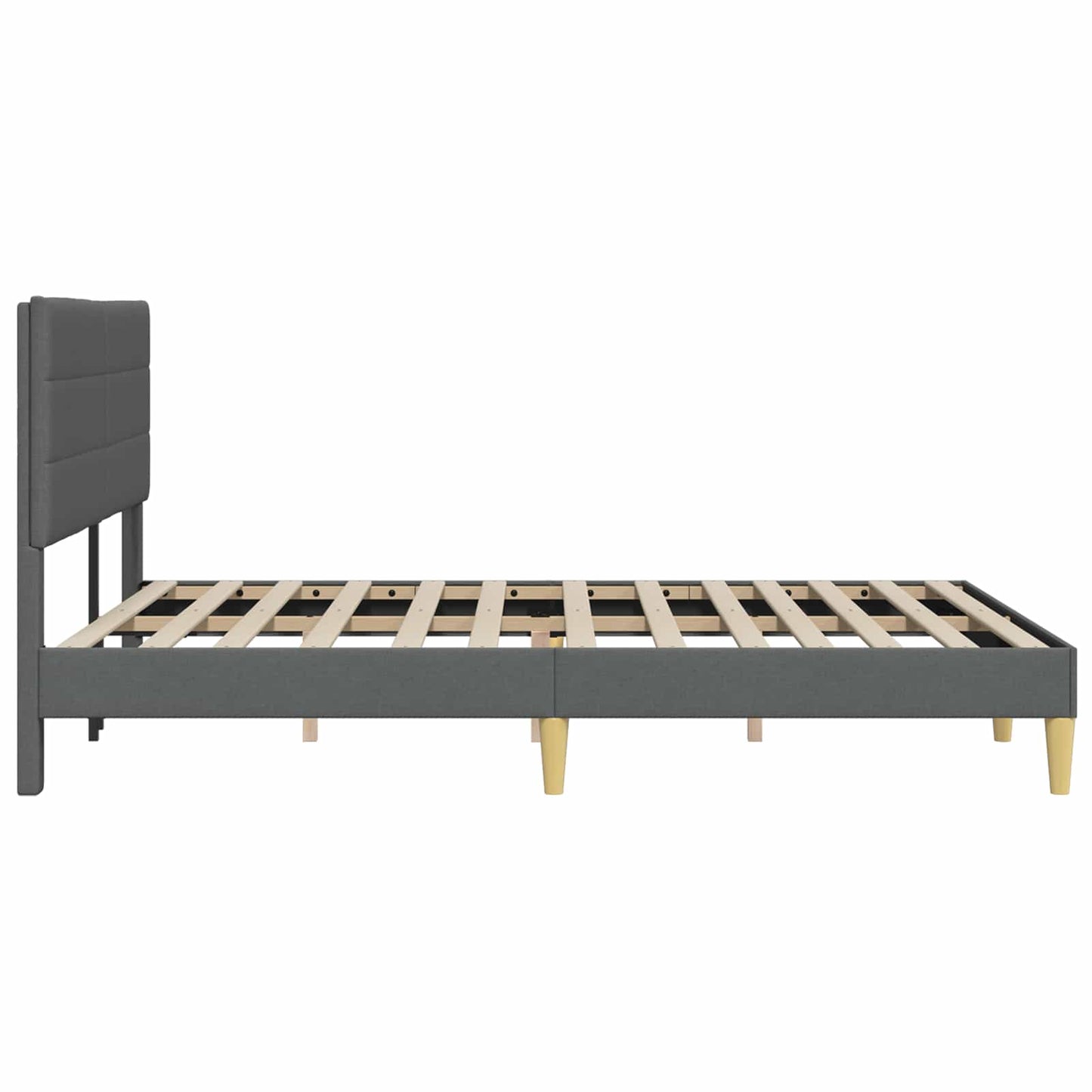 Sengestel med hovedgærde Mørkegrå 140 x 200 cm Stof
