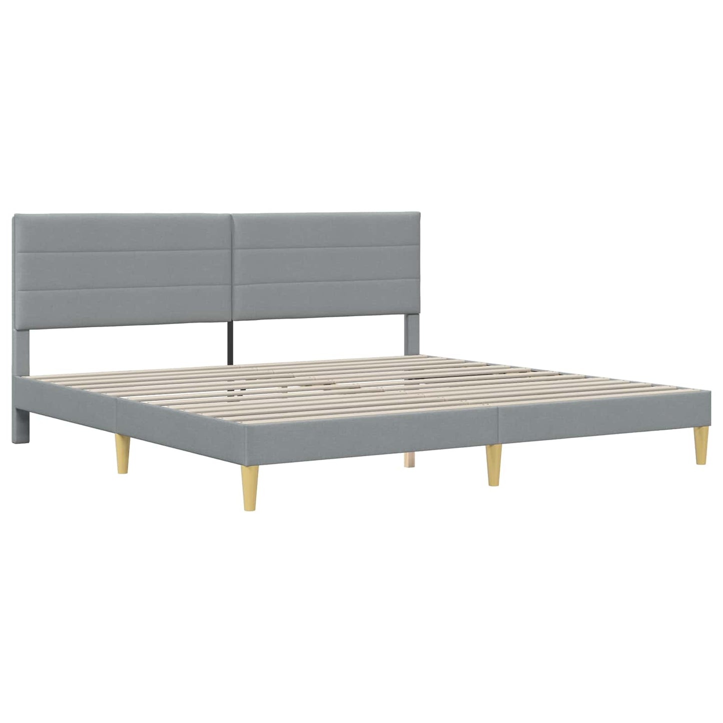 Sengestel med hovedgærde Lysegrå 200 x 200 cm Stof