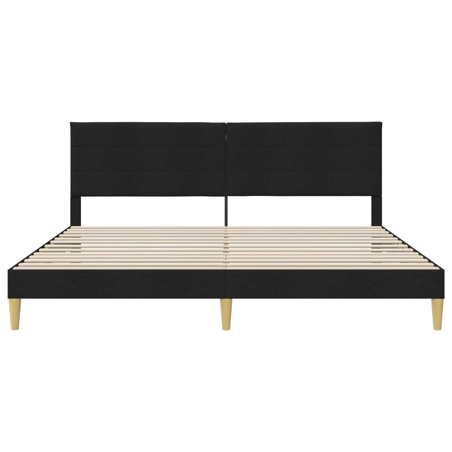 Sengestel med hovedgærde Sort 200 x 200 cm Stof