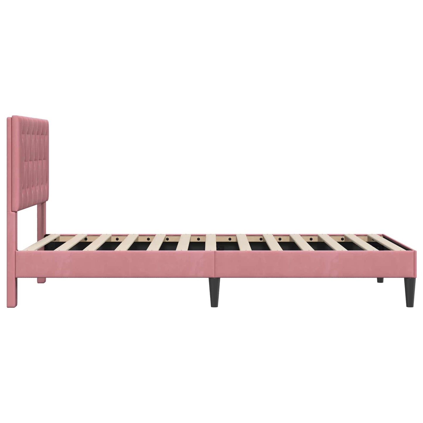 Sengestel med hovedgærde Lyserød 90 x 190 cm Fløjl