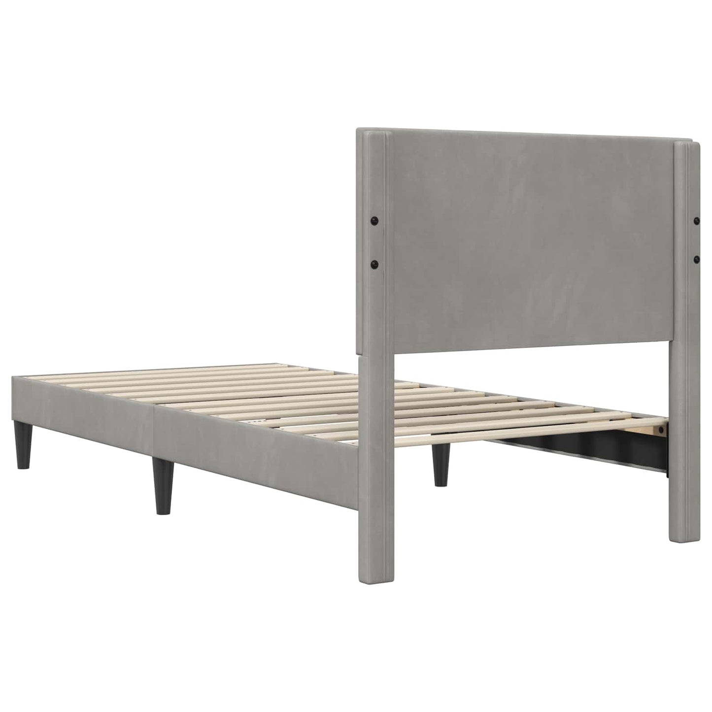 Sengestel med hovedgærde Lysegrå 90 x 200 cm Fløjl