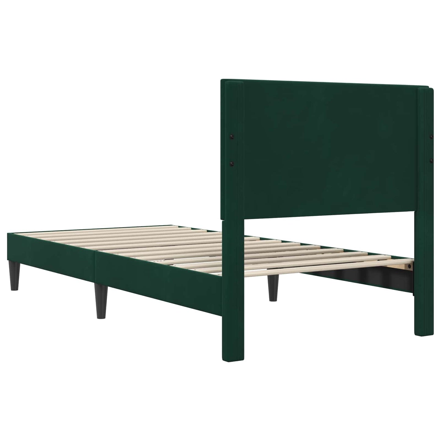 Sengestel med hovedgærde Mørkegrøn 90 x 200 cm Fløjl