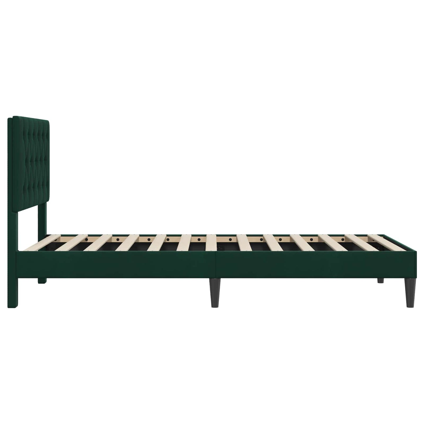 Sengestel med hovedgærde Mørkegrøn 90 x 200 cm Fløjl