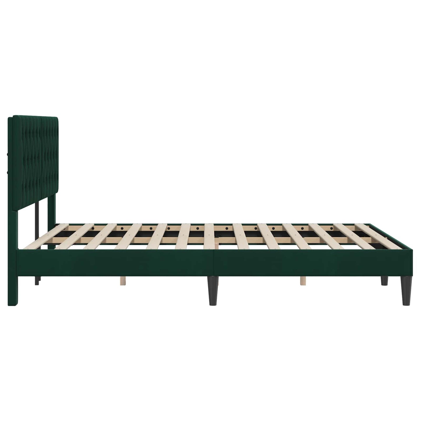Sengestel med hovedgærde Mørkegrøn 120 x 190 cm Fløjl