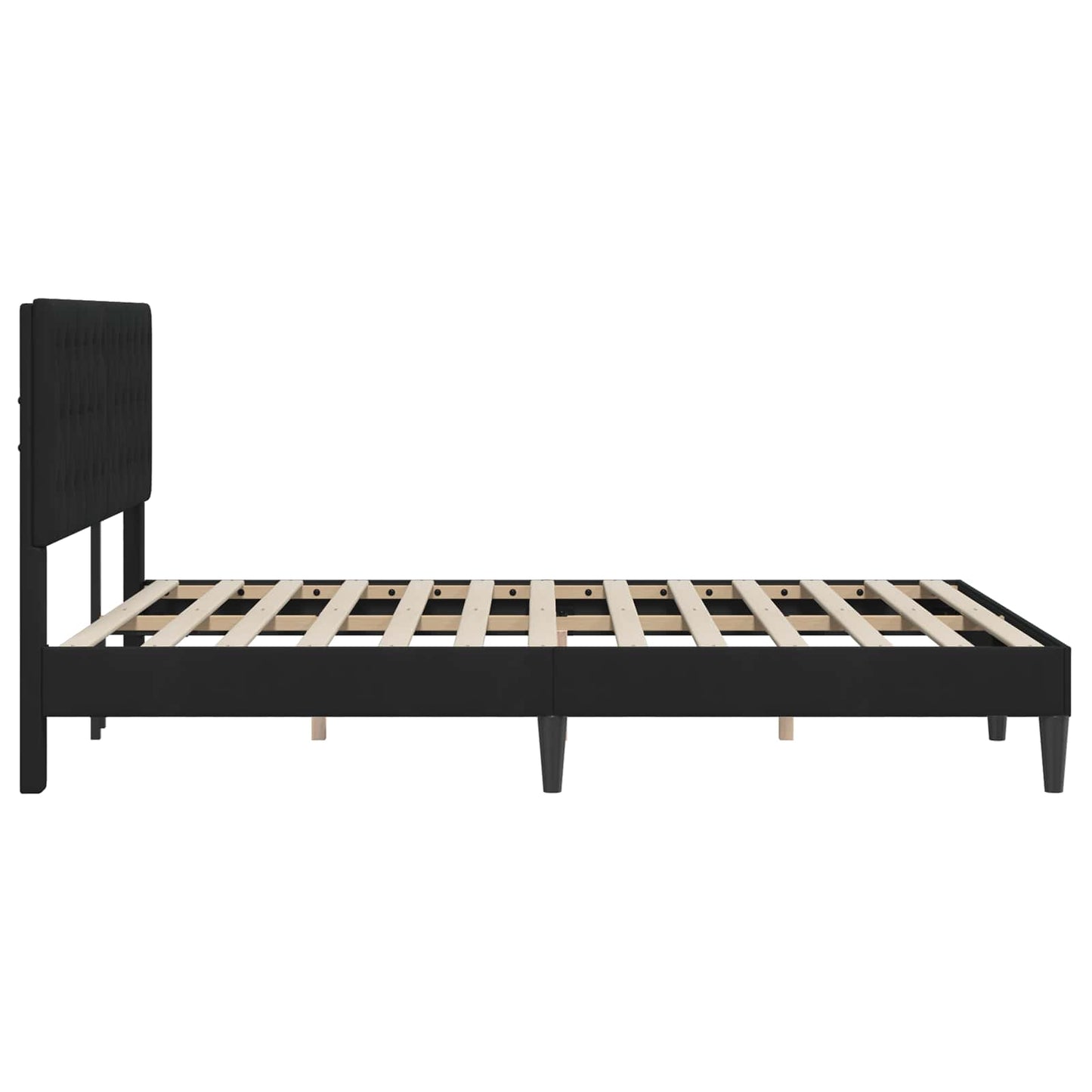 Sengestel med hovedgærde Sort 140 x 200 cm Fløjl