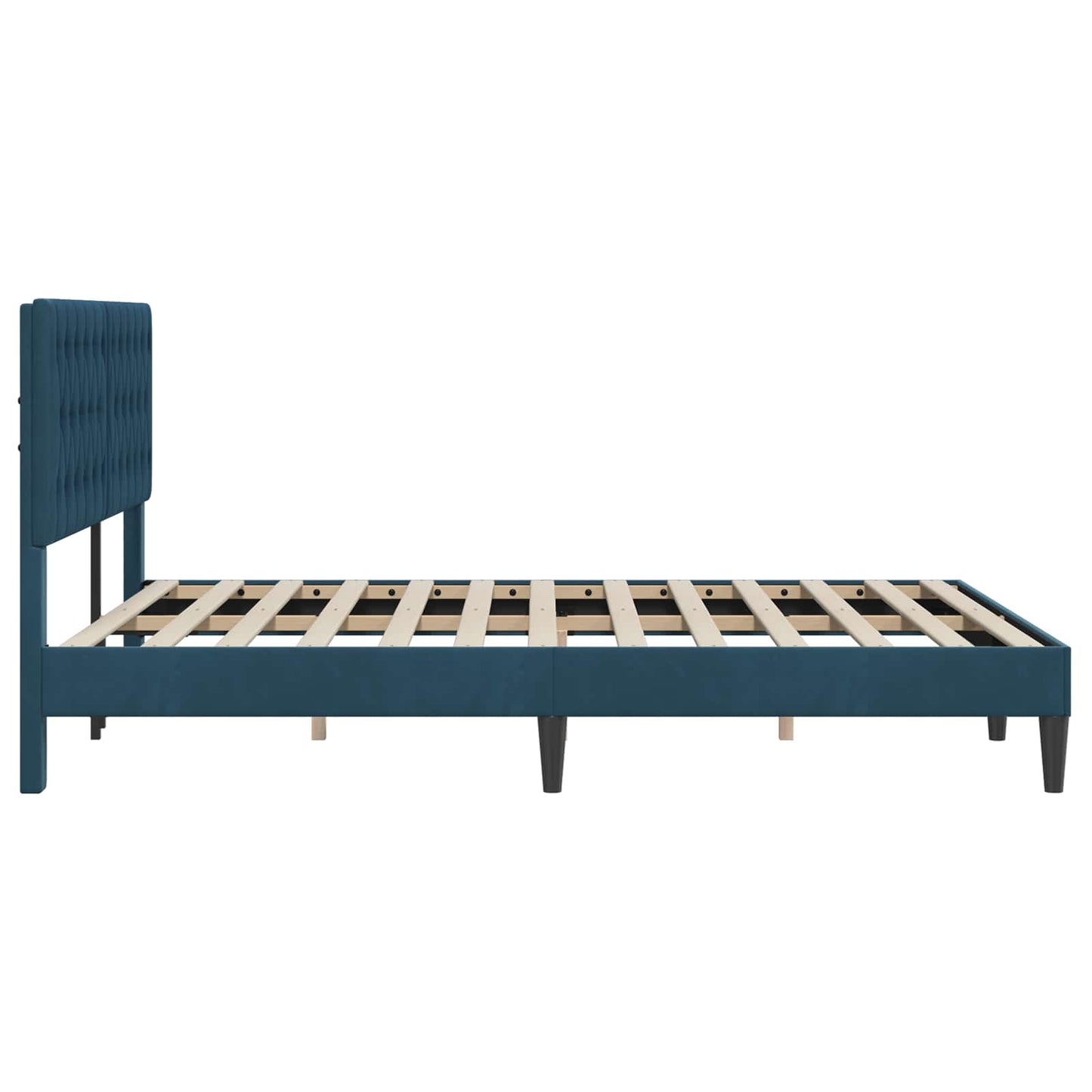 Sengestel med hovedgærde Blå 160 x 200 cm Fløjl