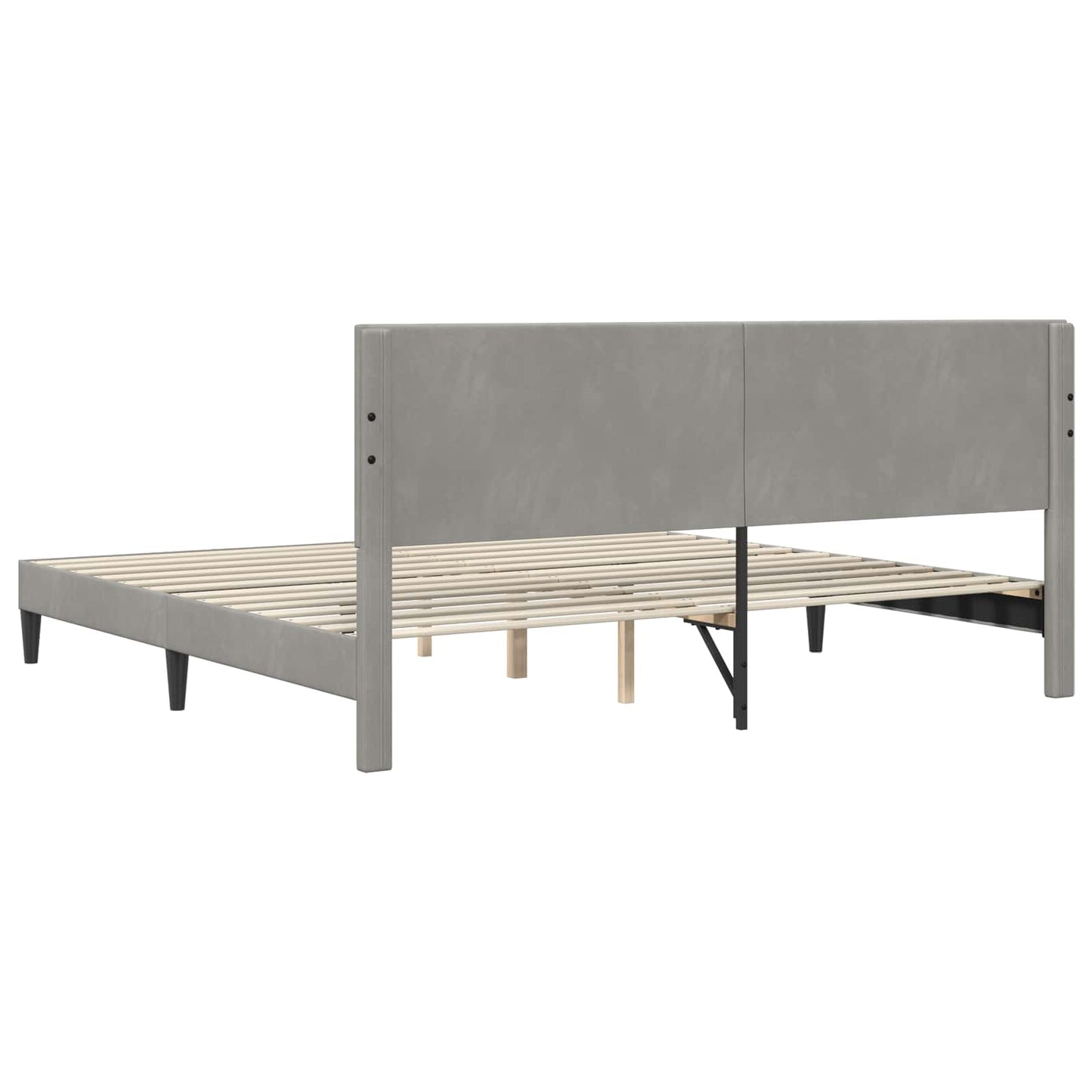Sengestel med hovedgærde Lysegrå 200 x 200 cm Fløjl