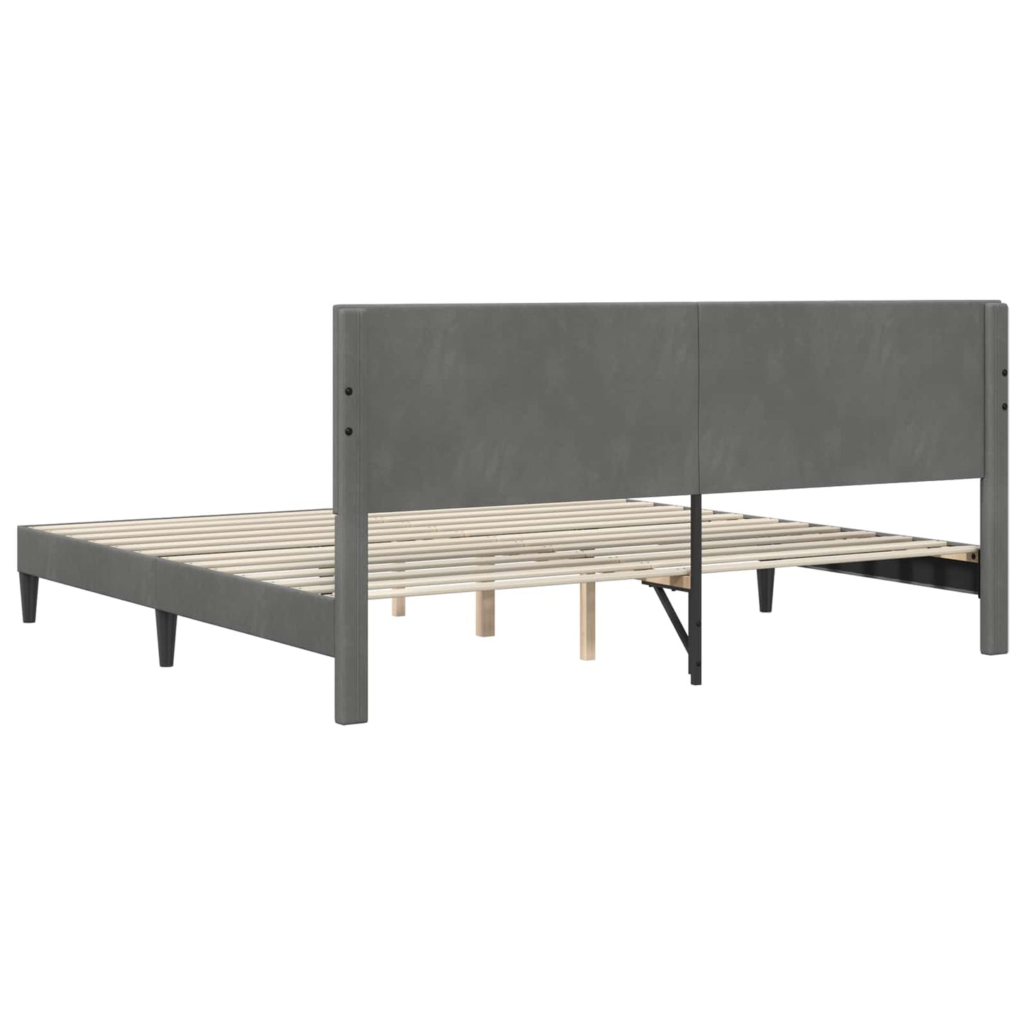 Sengestel med hovedgærde Mørkegrå 200 x 200 cm Fløjl