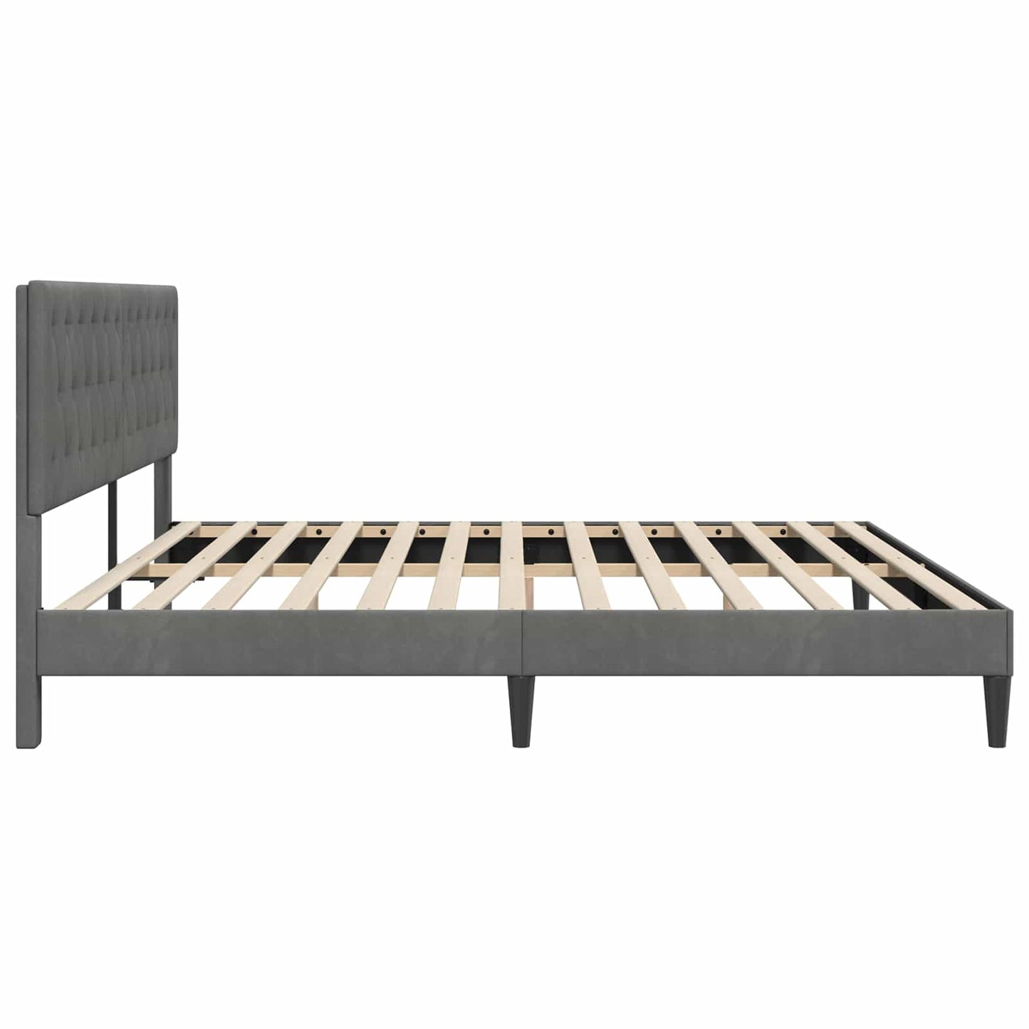 Sengestel med hovedgærde Mørkegrå 200 x 200 cm Fløjl