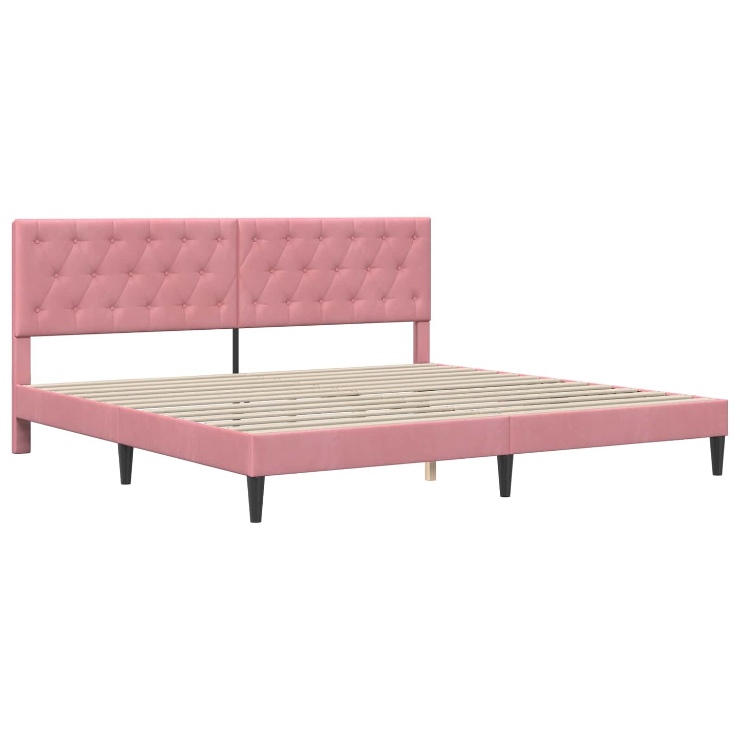 Sengestel med hovedgærde Lyserød 200 x 200 cm Fløjl