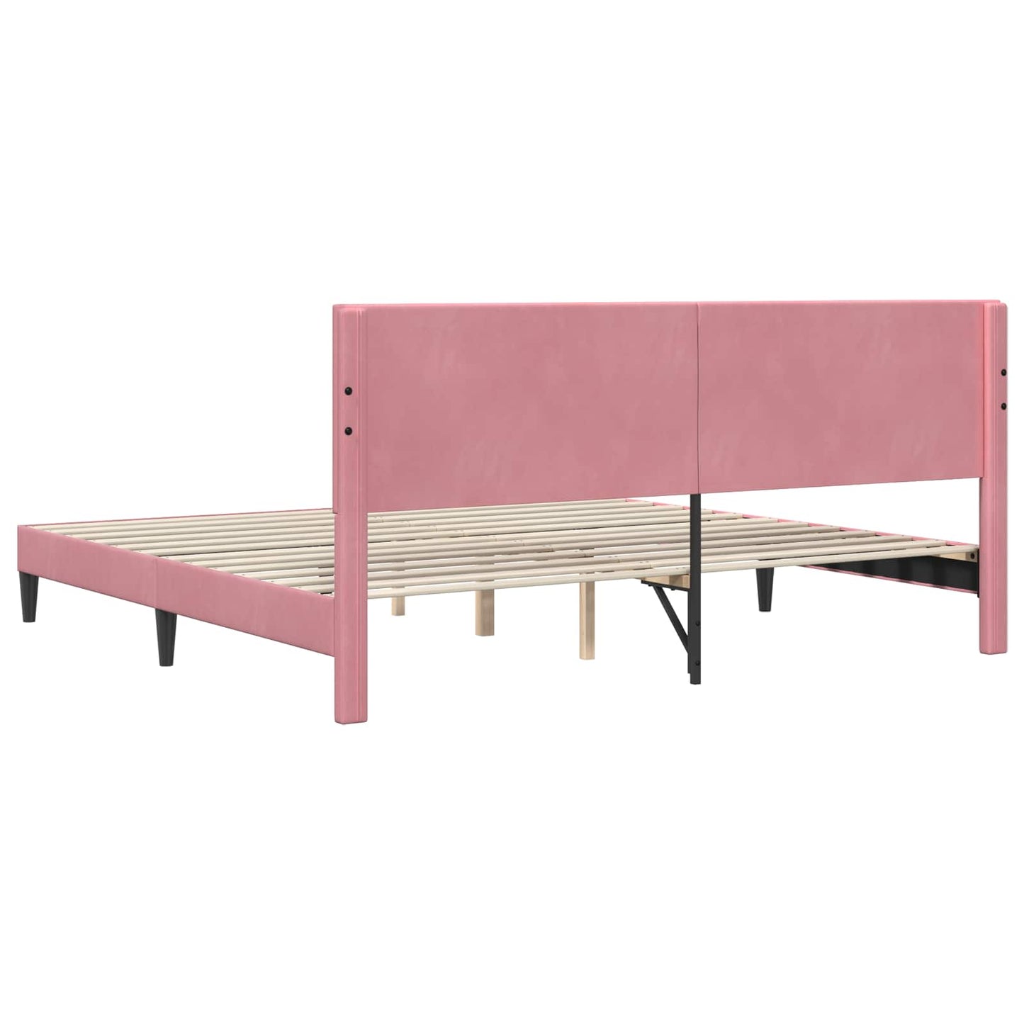 Sengestel med hovedgærde Lyserød 200 x 200 cm Fløjl