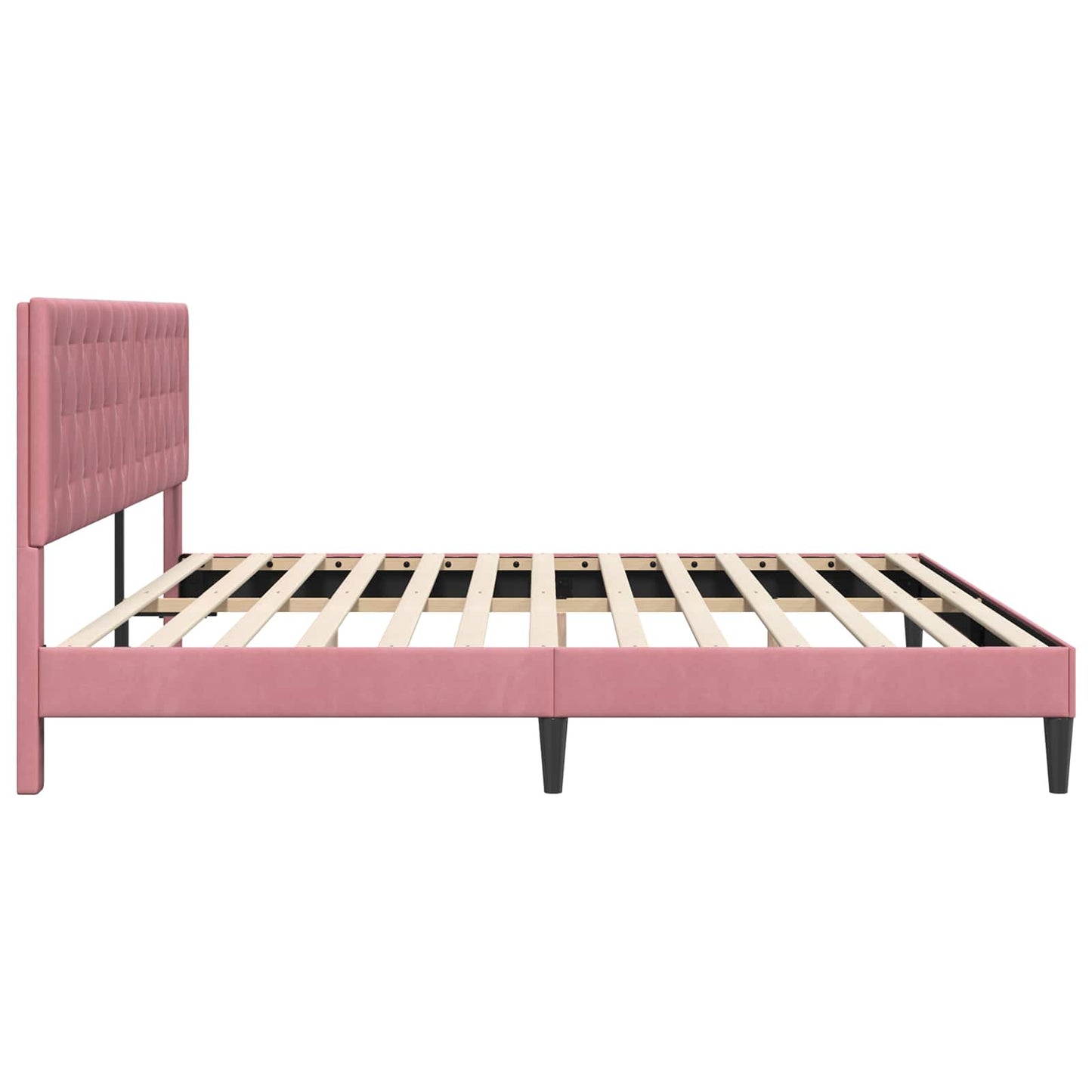 Sengestel med hovedgærde Lyserød 200 x 200 cm Fløjl