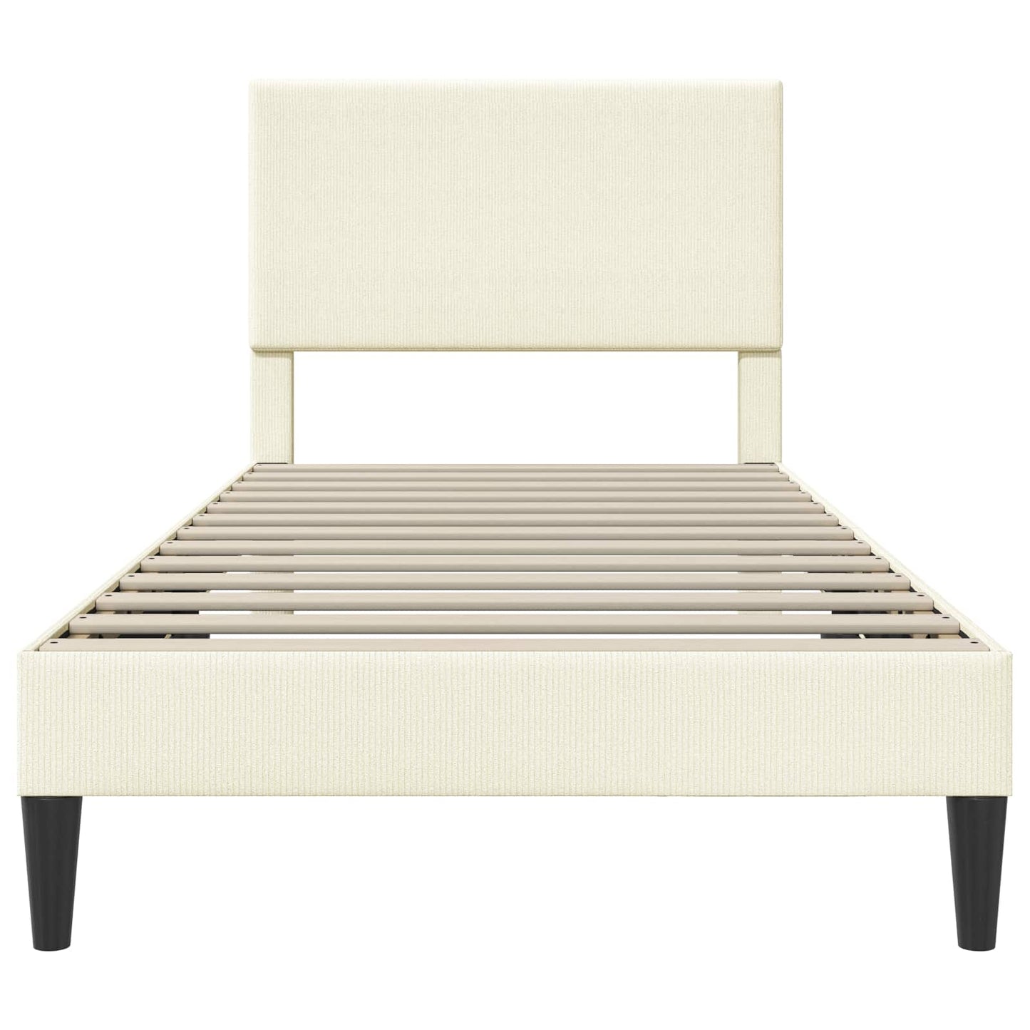 Sengestel med hovedgærde Cremefarvet 90 x 190 cm Velourstof