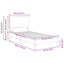Sengestel med hovedgærde Cremefarvet 90 x 190 cm Velourstof
