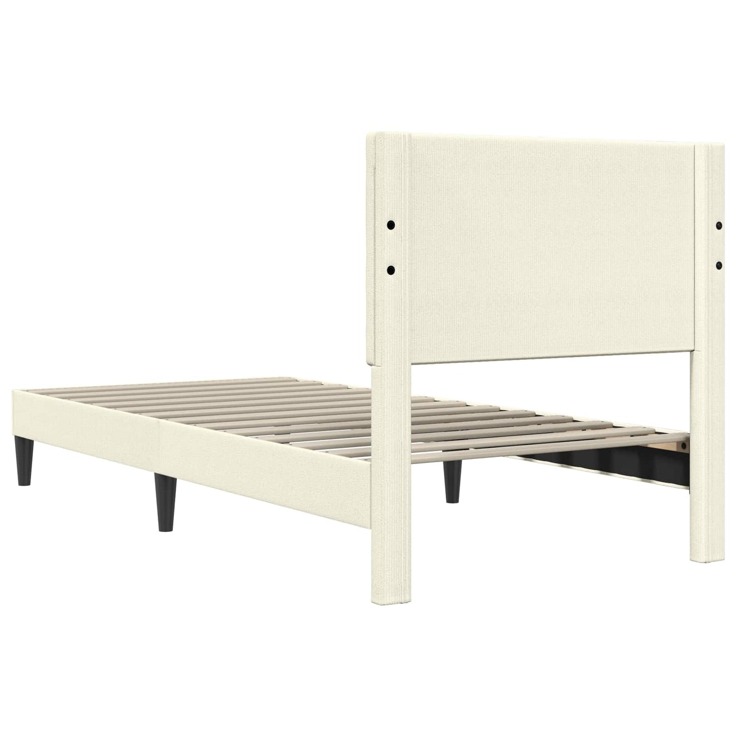 Sengestel med hovedgærde Cremefarvet 90 x 200 cm Velourstof