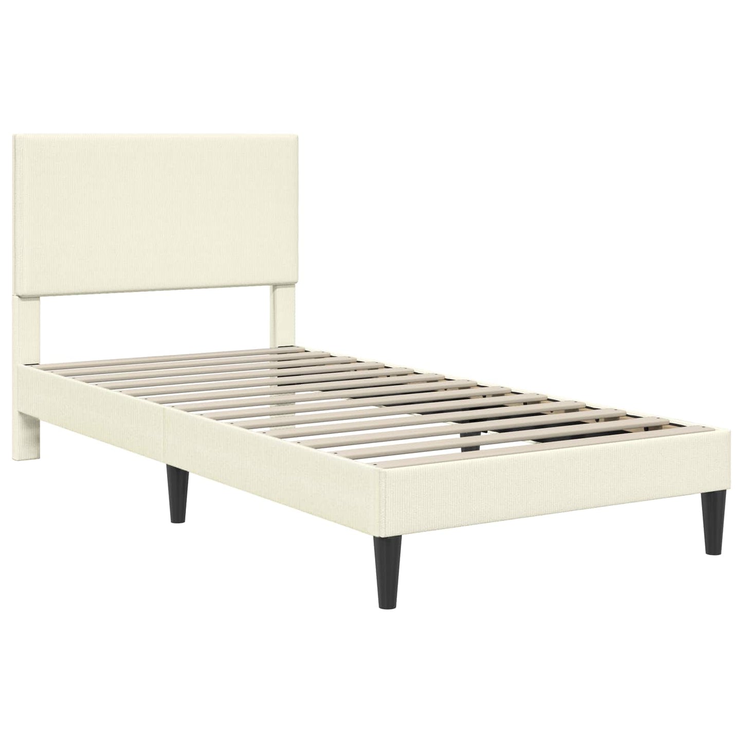 Sengestel med hovedgærde Cremefarvet 100 x 200 cm Velourstof