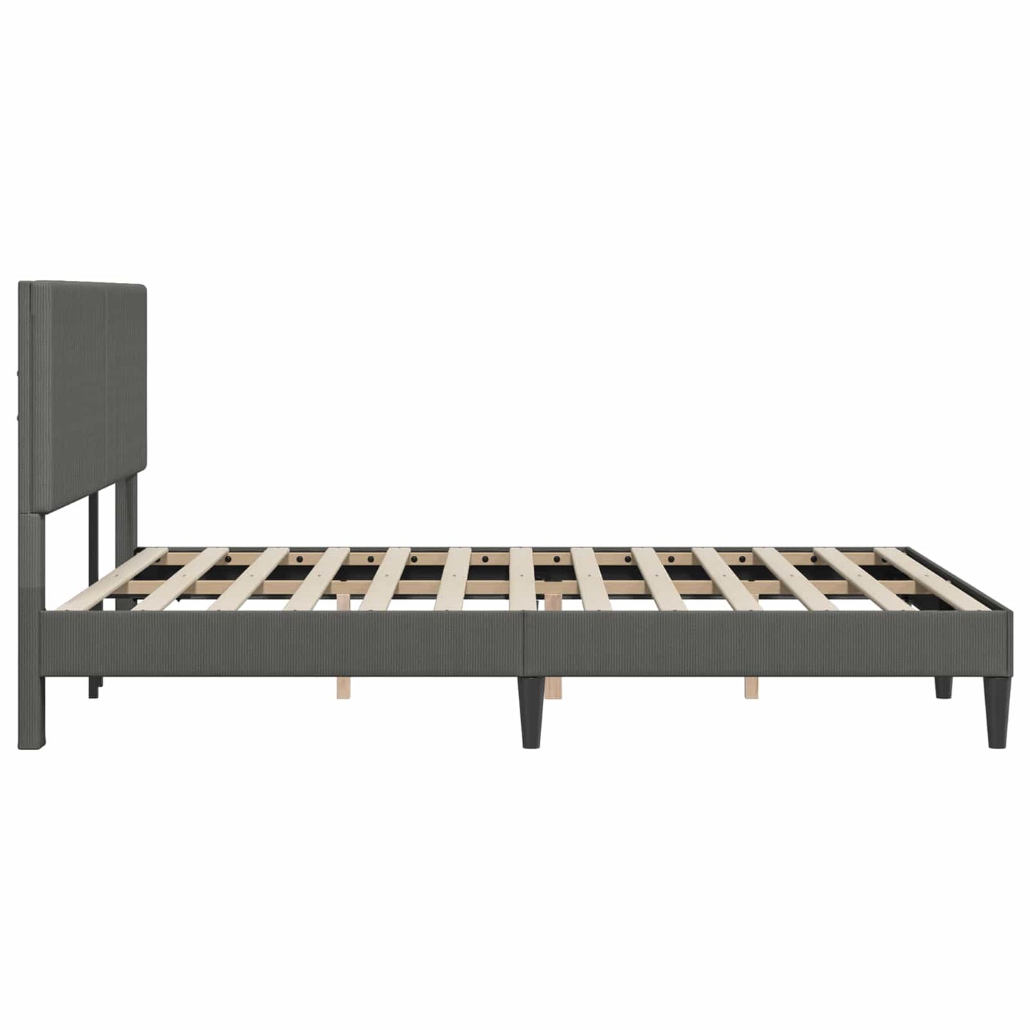 Sengestel med hovedgærde Mørkegrå 120 x 190 cm Velourstof
